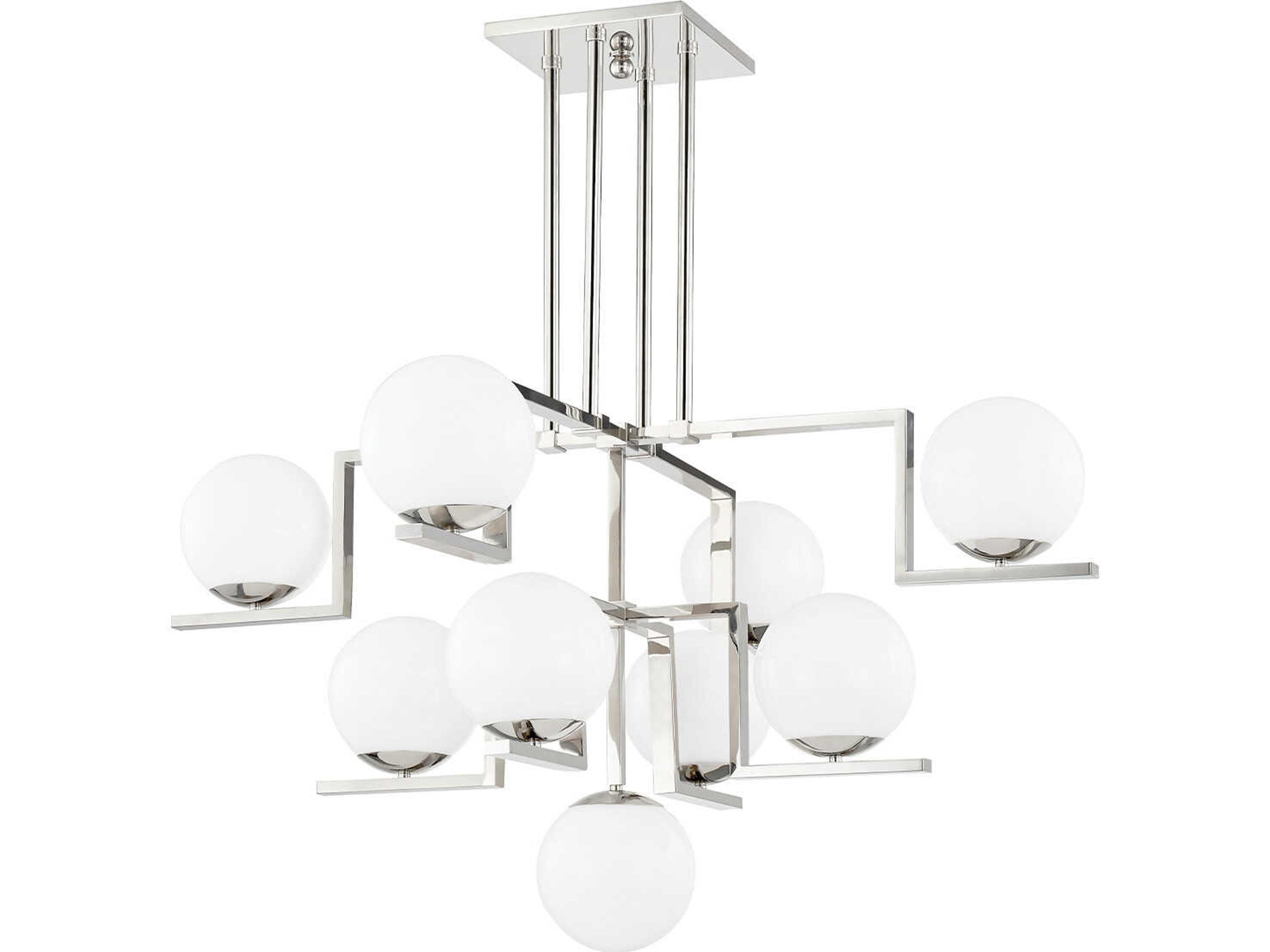 Tanner 9-Light Polished Nickel Globe Geometric Tiered Chandelier