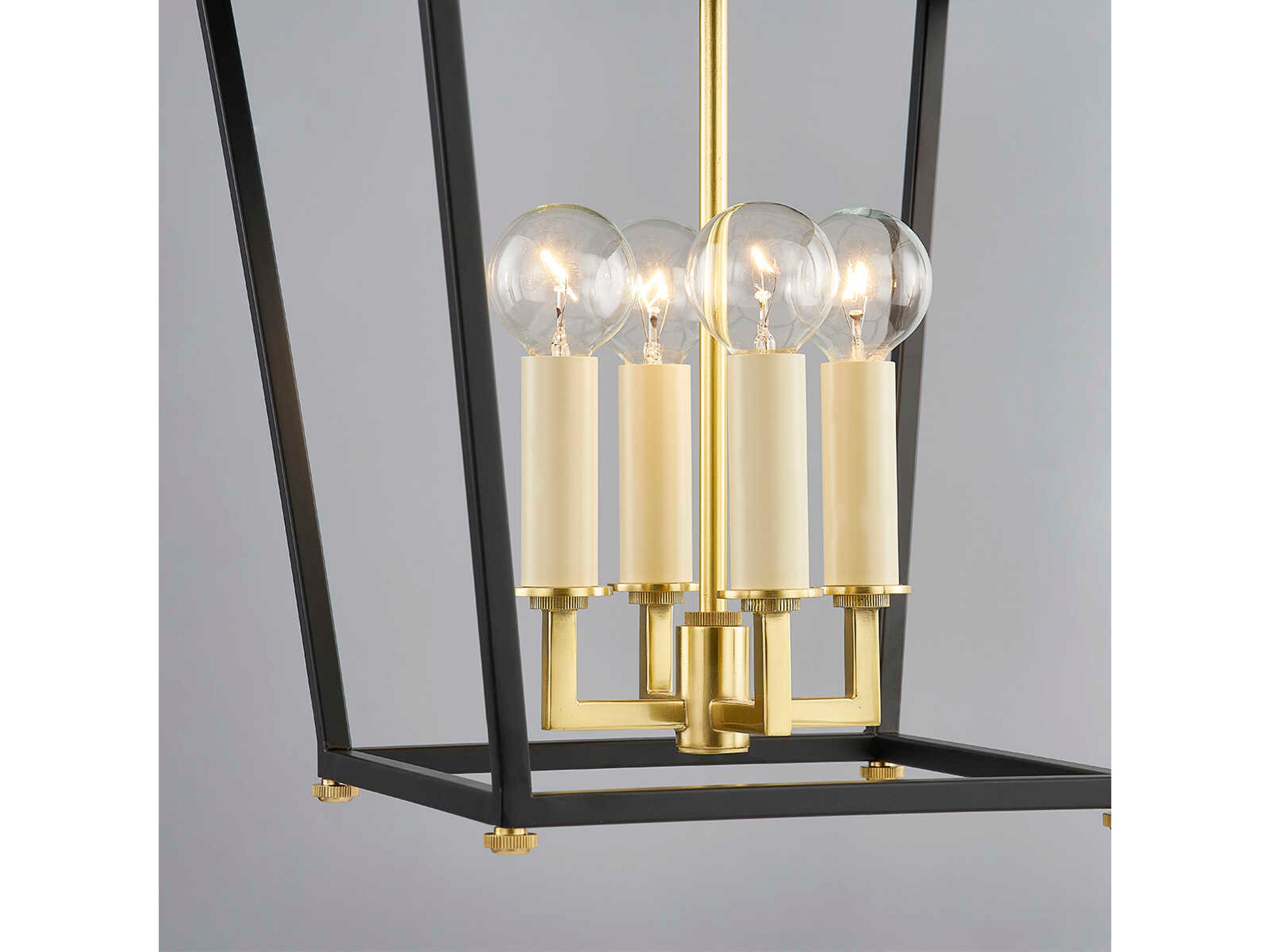 Hudson Valley Natick 4-Light Aged Brass Black Candelabra Lantern Chandelier