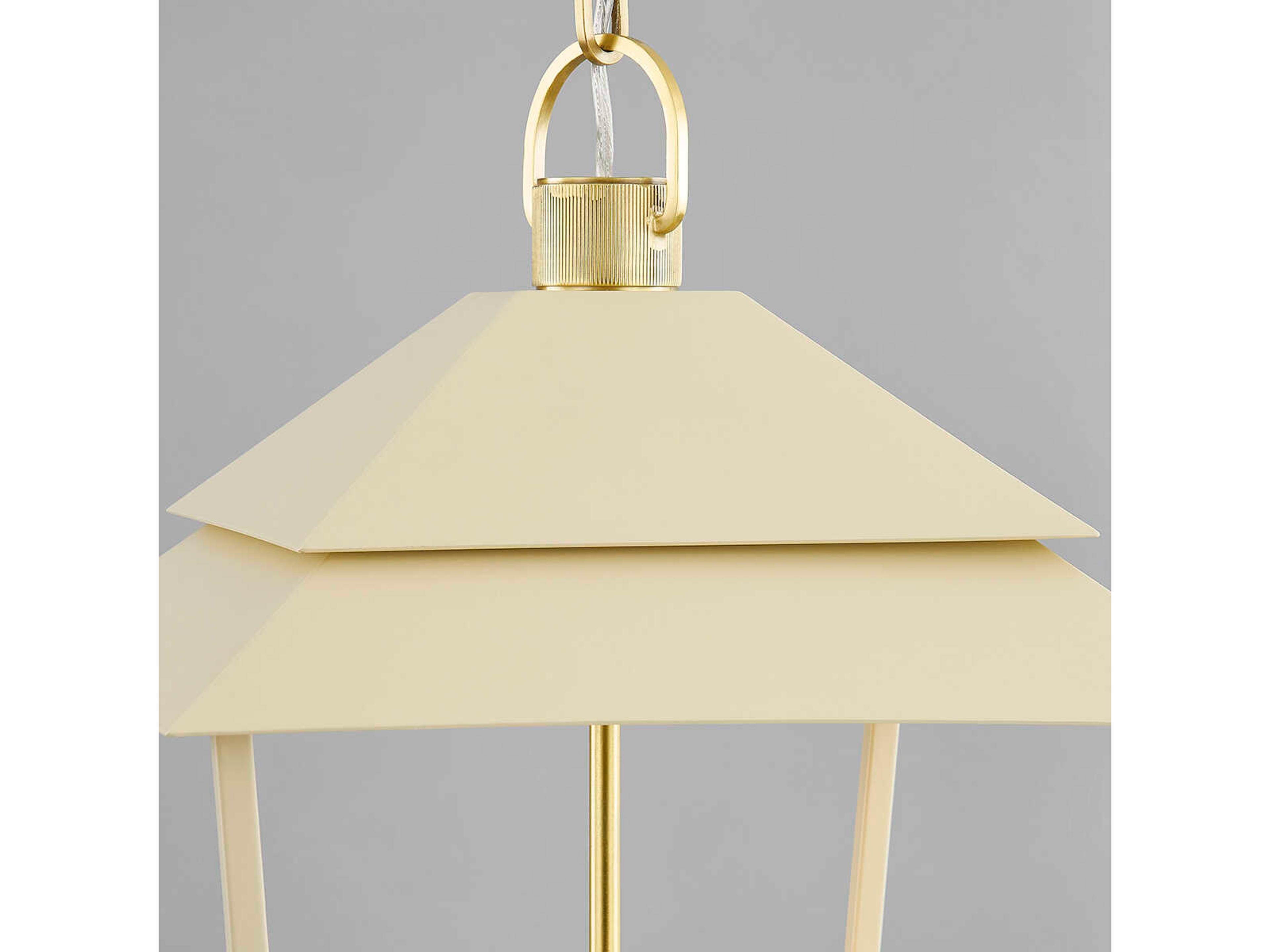 Hudson Valley Natick 4-Light Aged Brass White Candelabra Lantern Chandelier