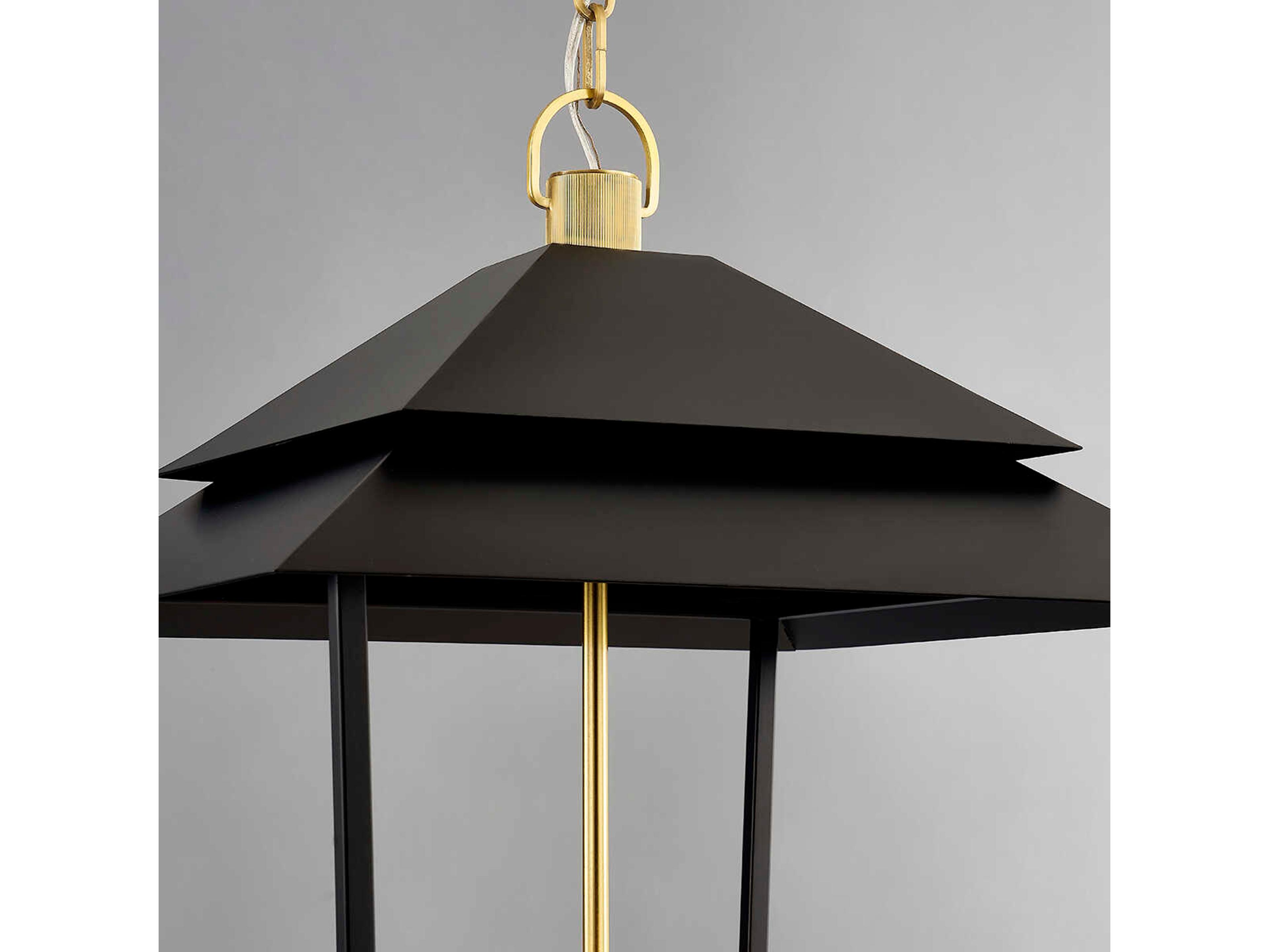 Hudson Valley Natick 4-Light Aged Brass Black Candelabra Lantern Chandelier