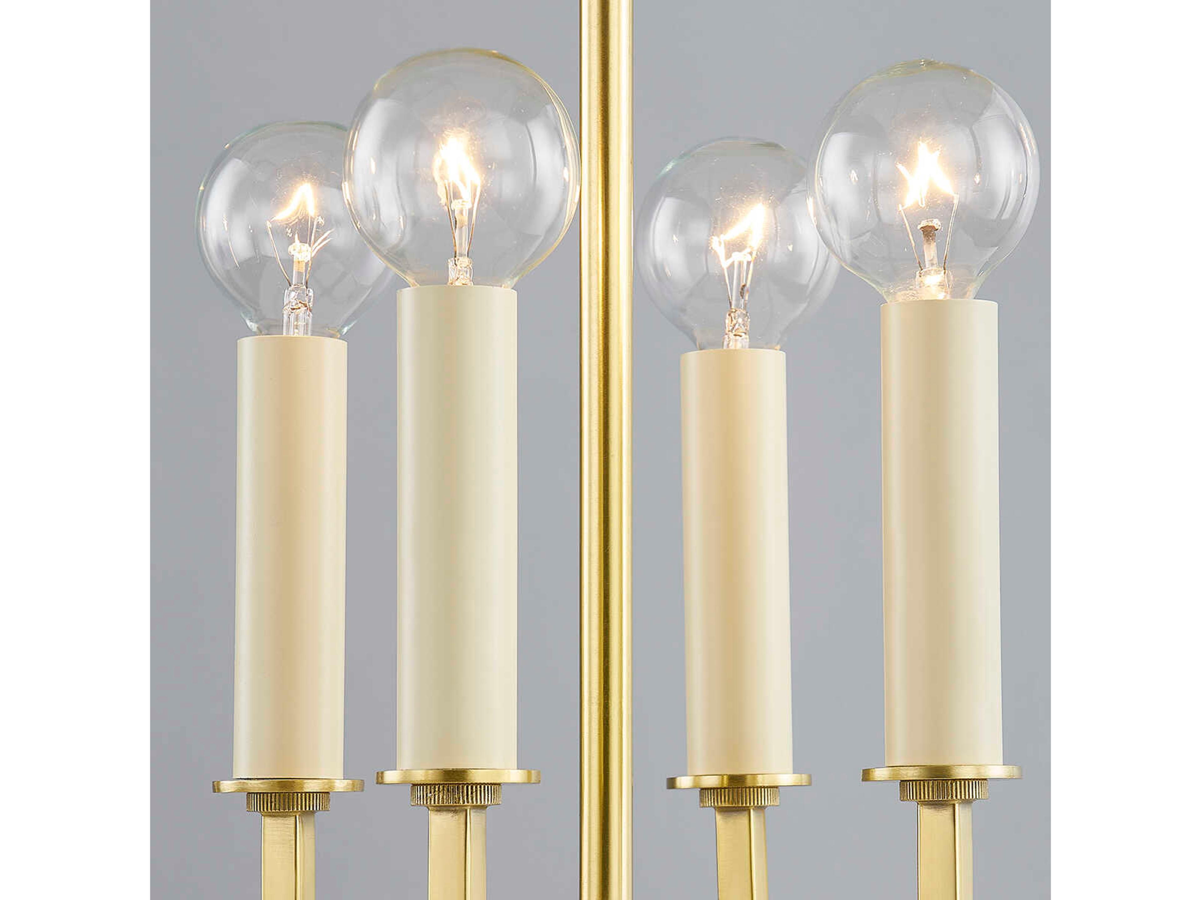 Hudson Valley Natick 4-Light Aged Brass White Candelabra Lantern Chandelier