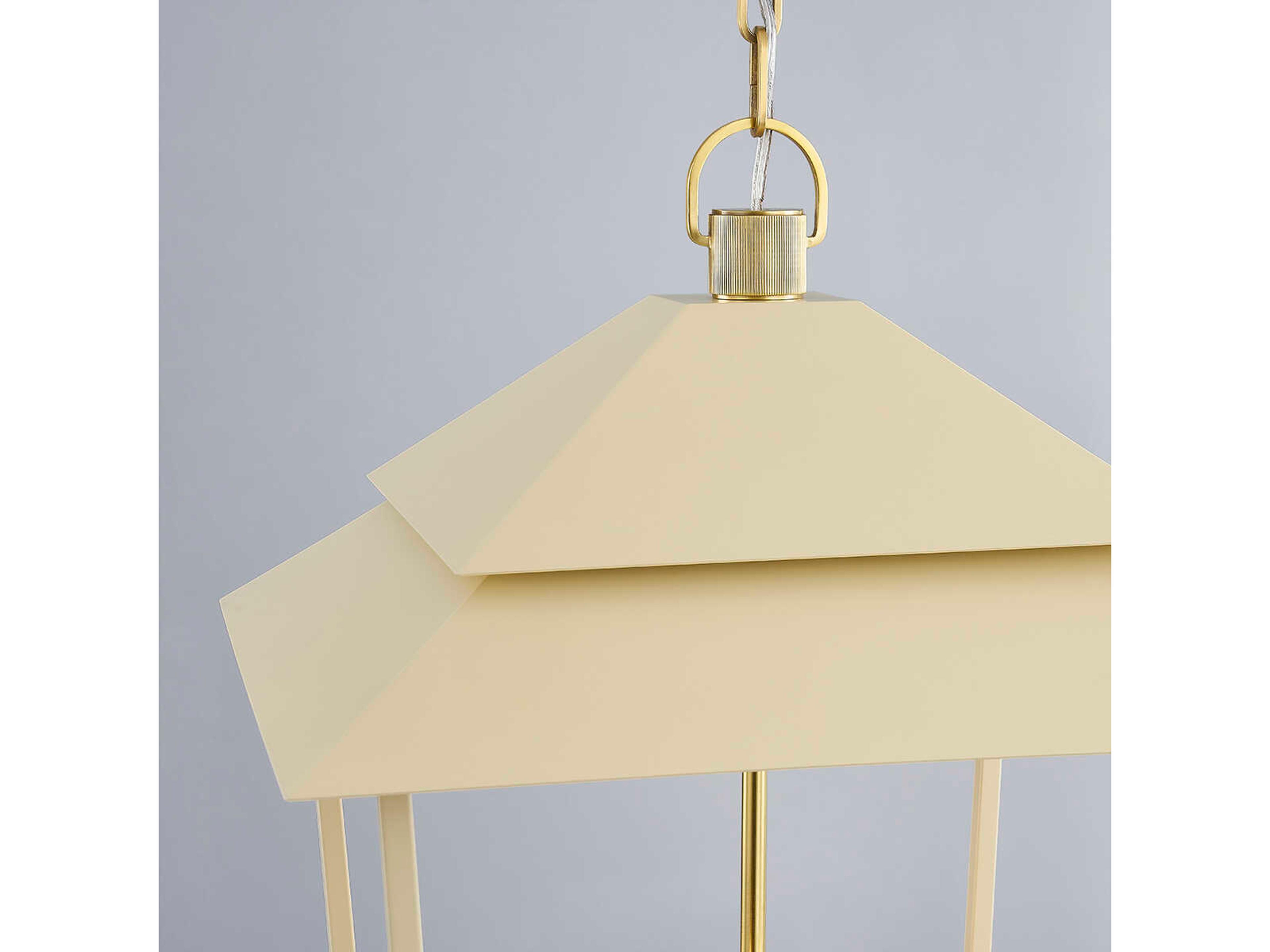 Hudson Valley Natick 4-Light Aged Brass White Candelabra Lantern Chandelier