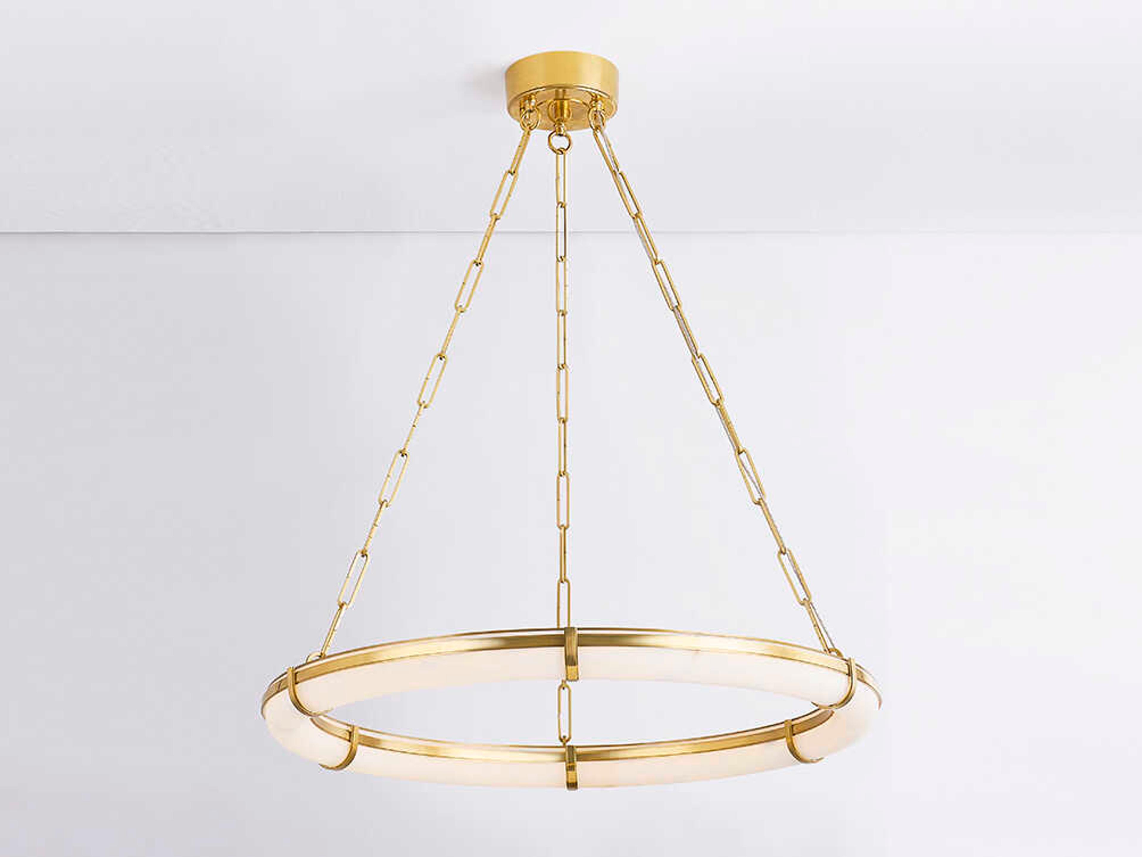 Hudson Valley Sennett 1-Light Aged Brass Round Pendant