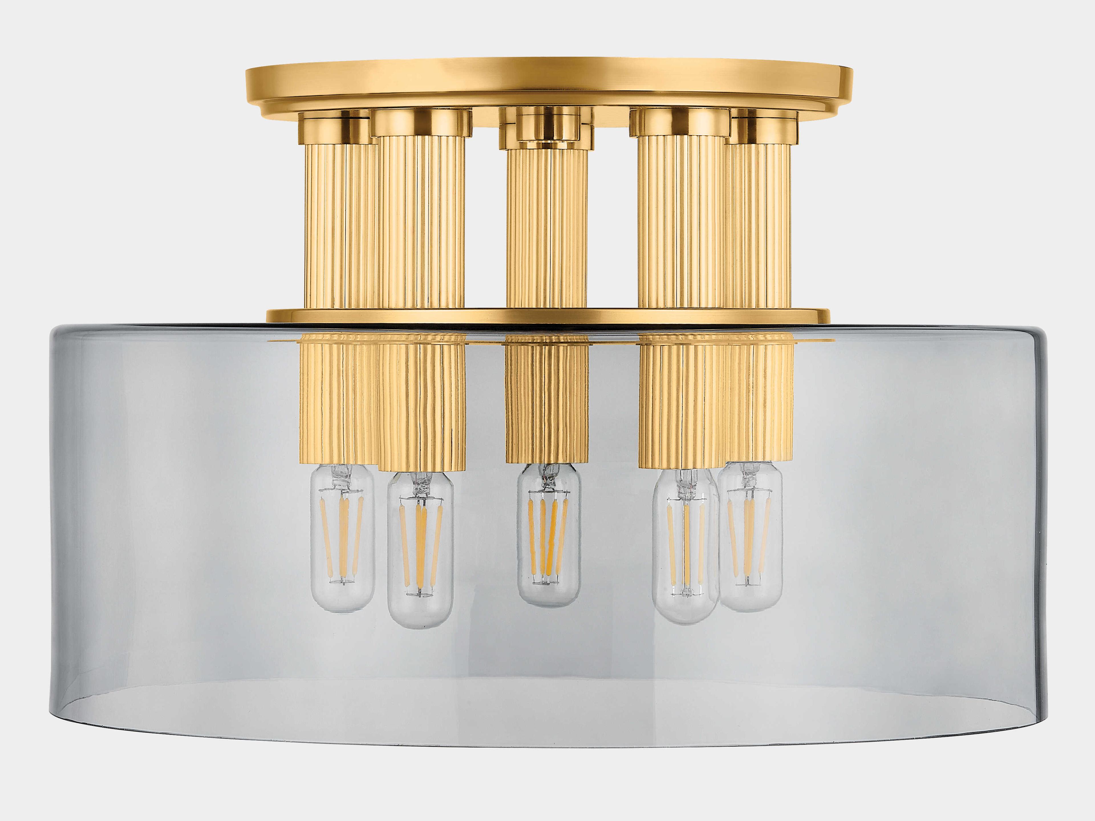 Hudson Valley Crystler 5-Light Aged Brass Drum Semi Flush Mount