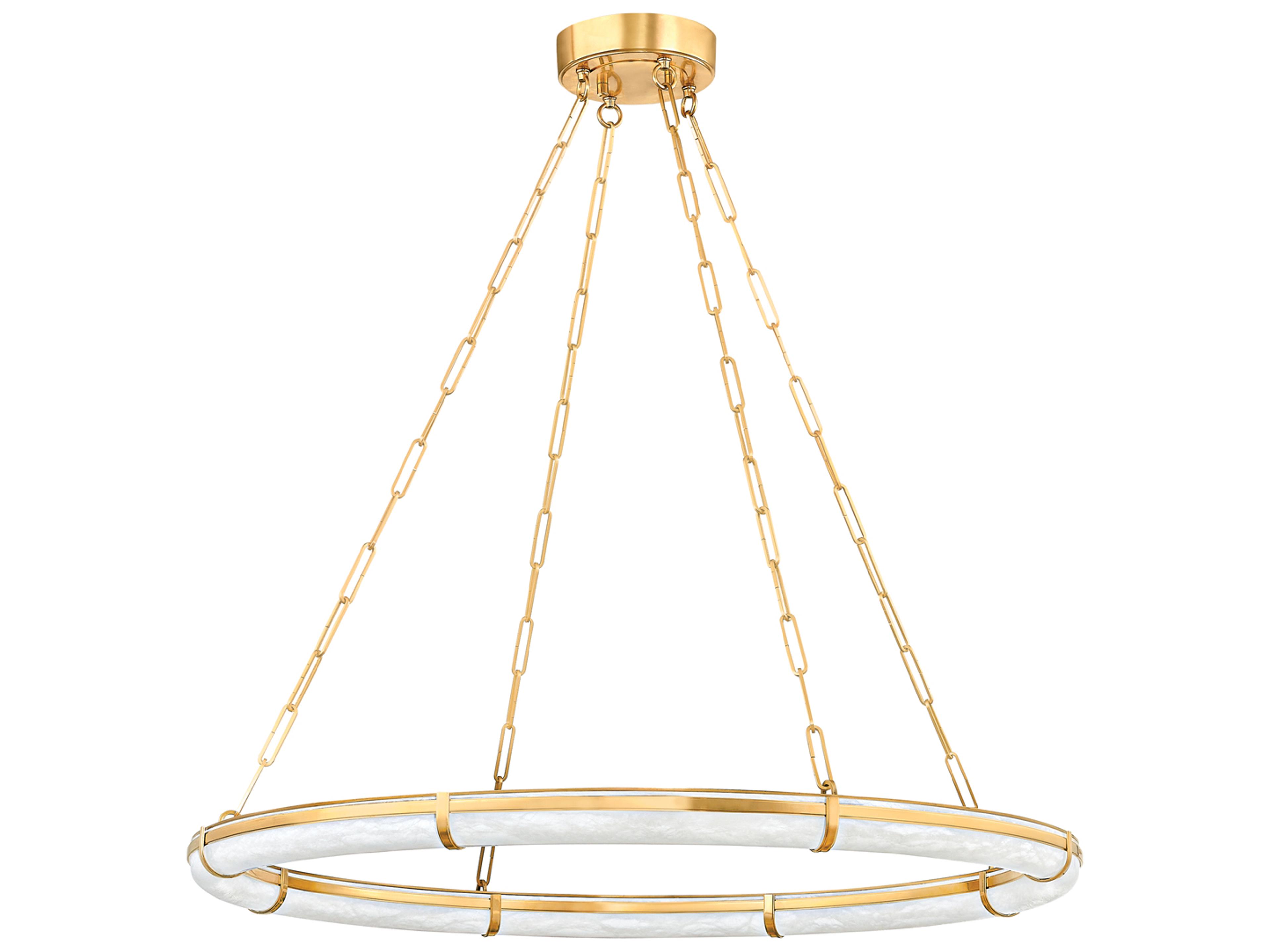 Hudson Valley Sennett 1-Light Aged Brass Round Pendant
