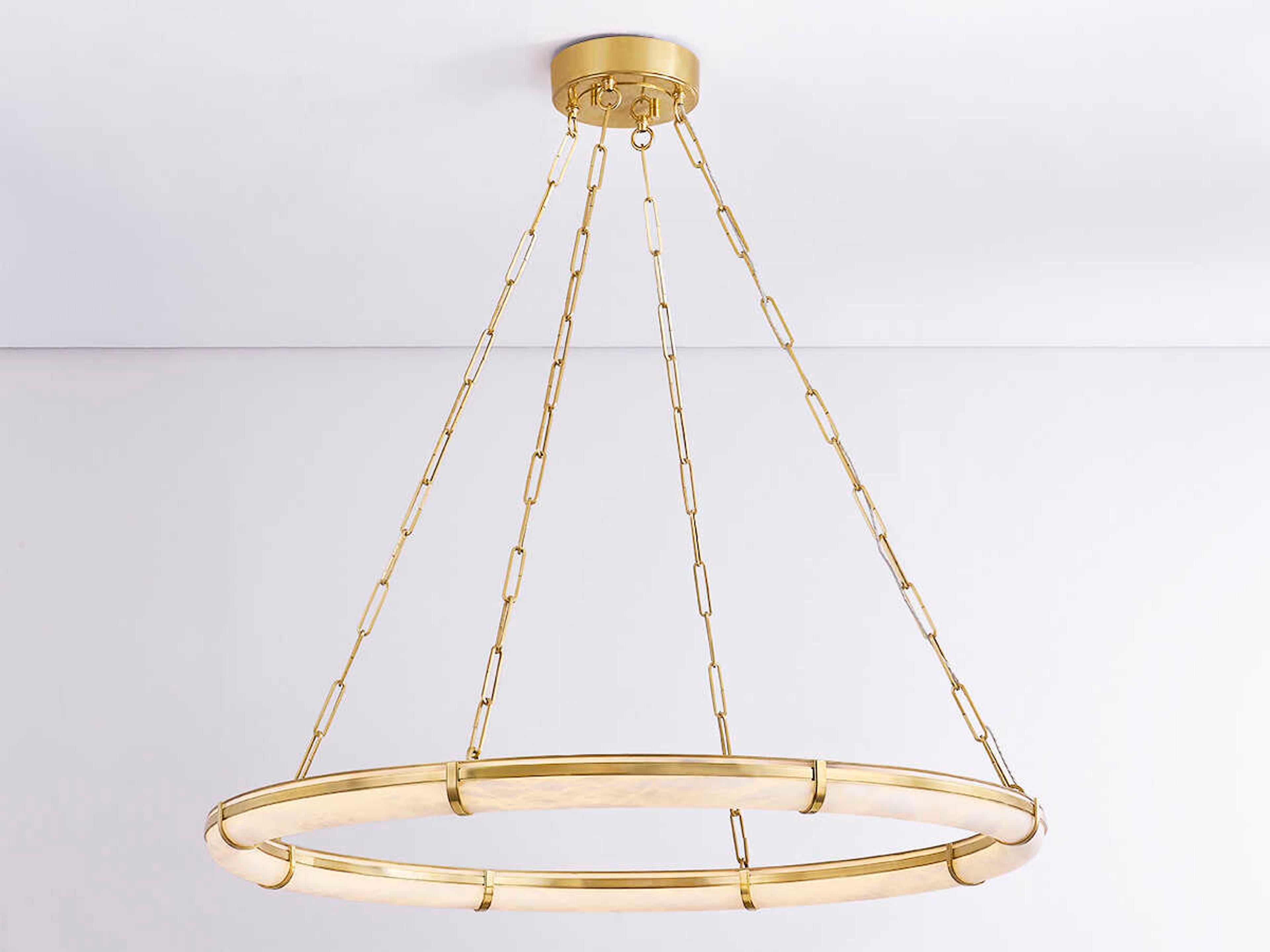 Hudson Valley Sennett 1-Light Aged Brass Round Pendant