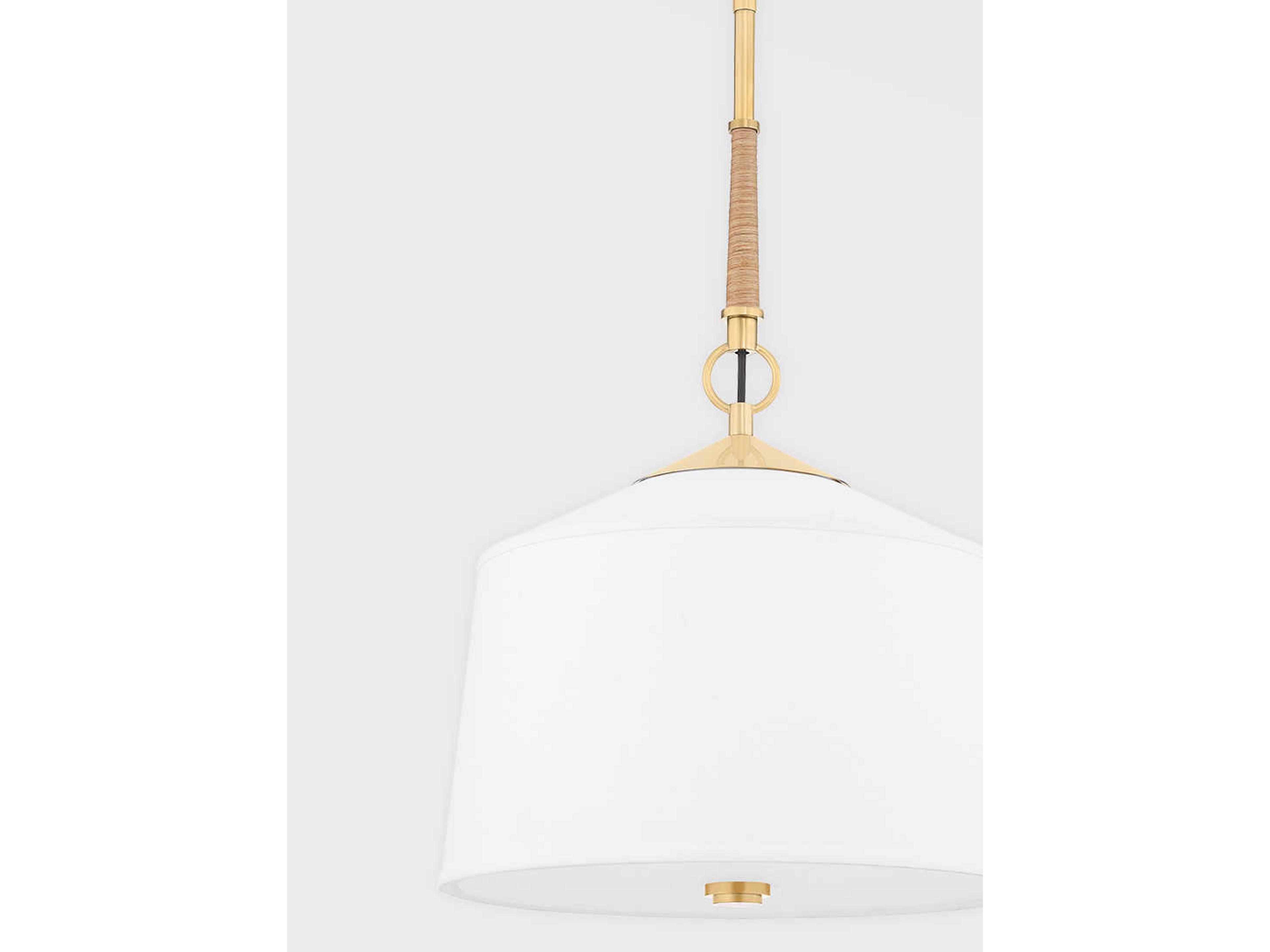 Hudson Valley White Plains 1-Light Aged Brass Drum Pendant