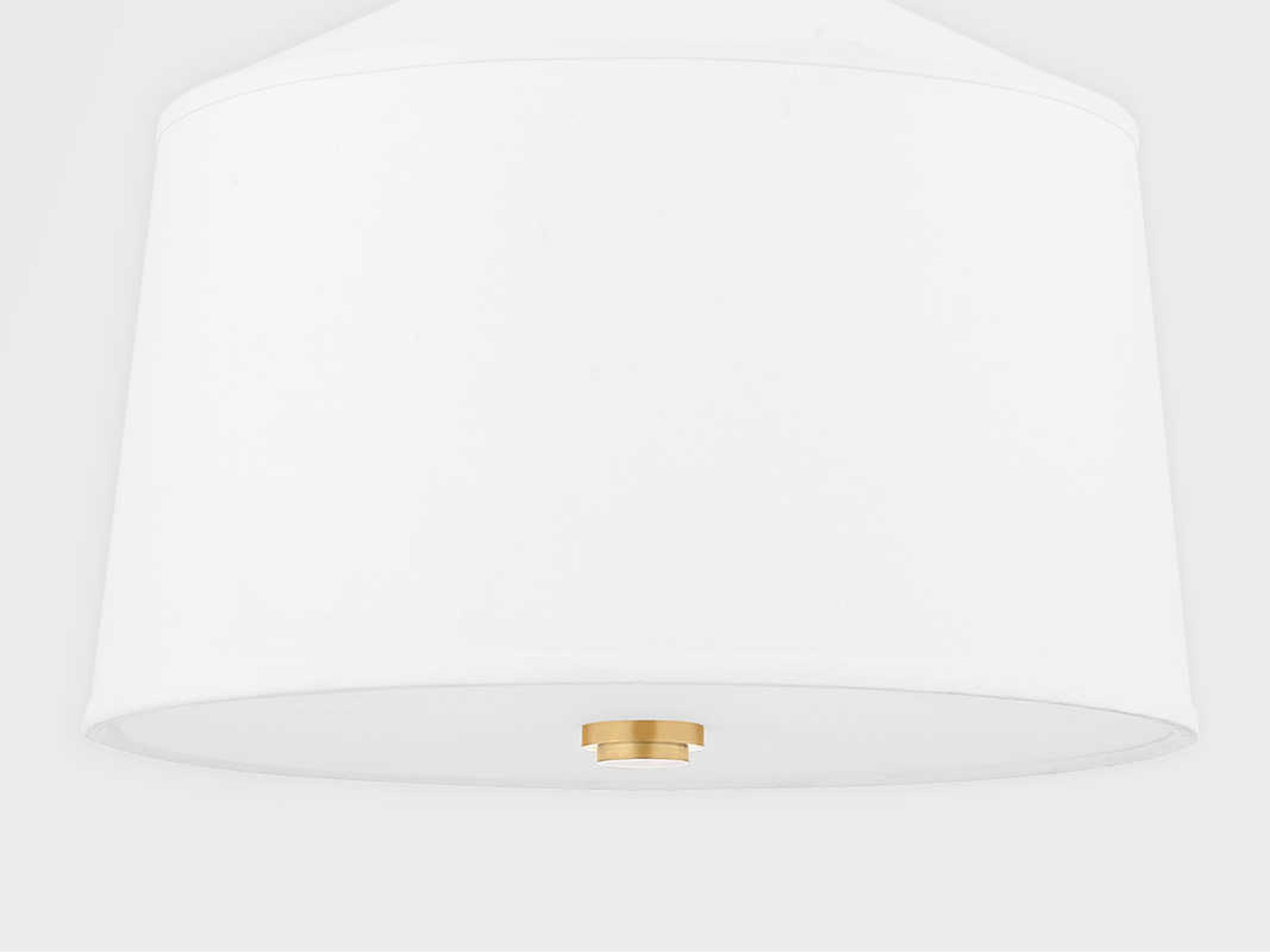 Hudson Valley White Plains 1-Light Aged Brass Drum Pendant