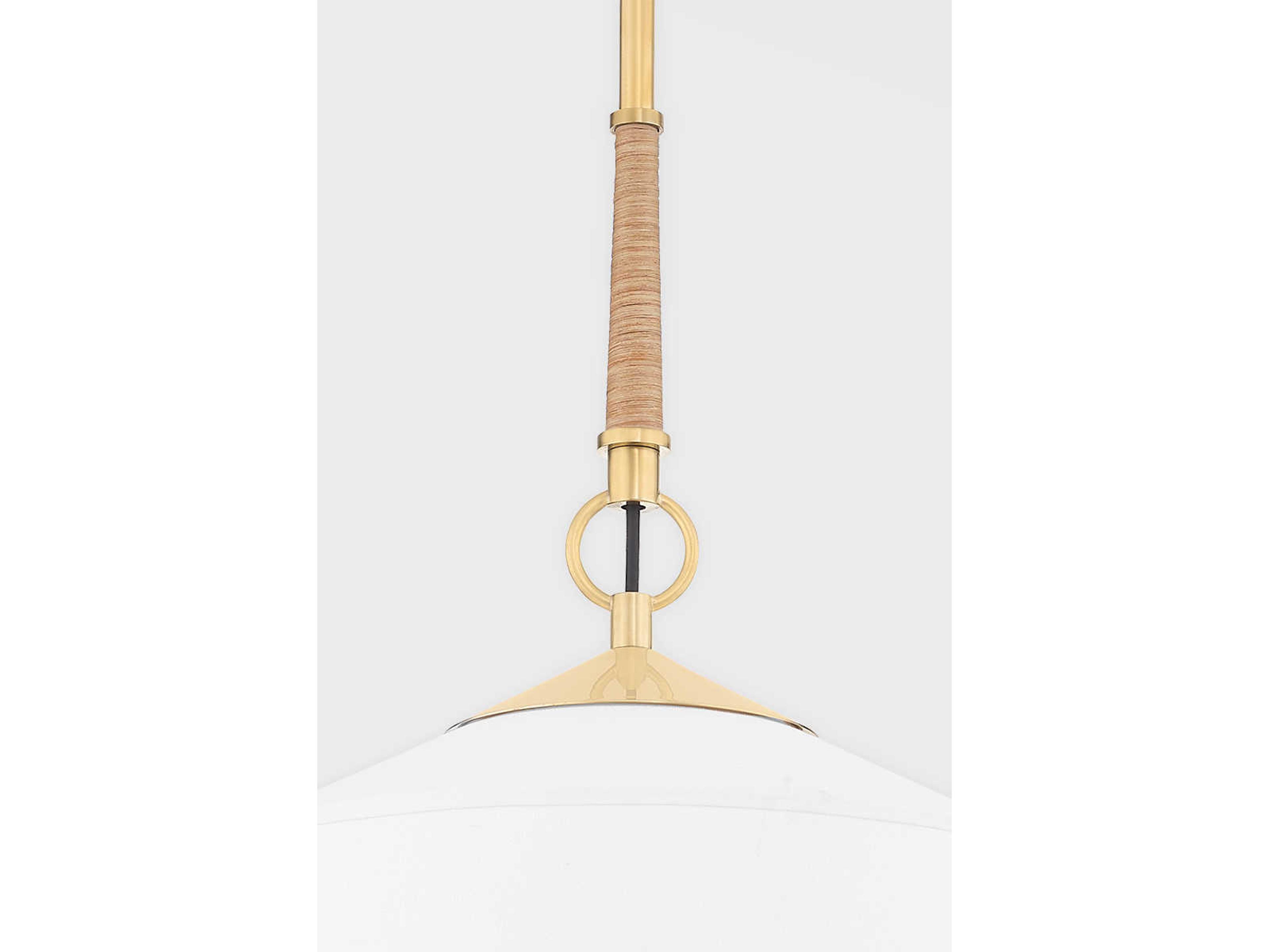 Hudson Valley White Plains 1-Light Aged Brass Drum Pendant