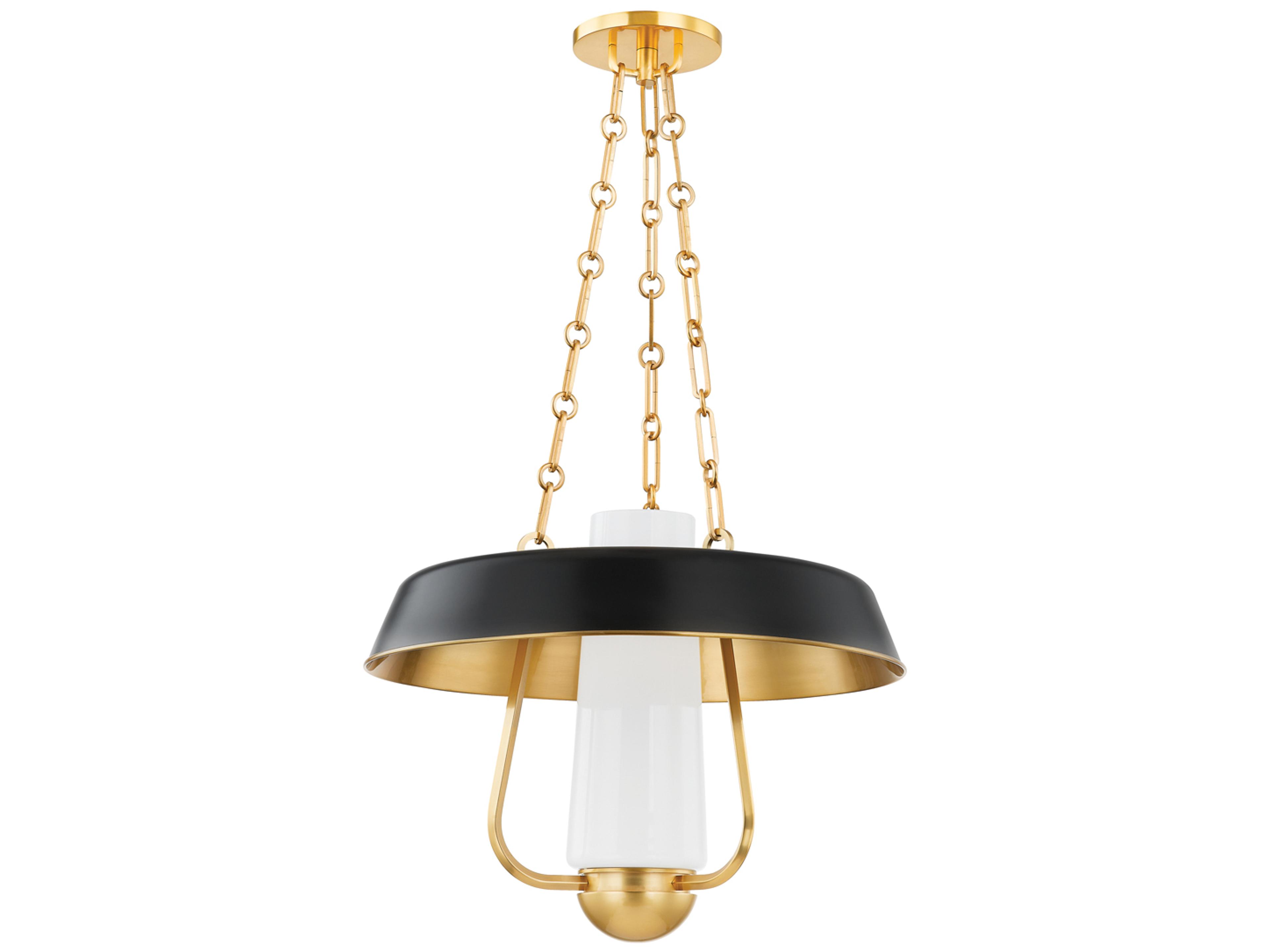 Provincetown 1-Light Aged Brass Soft Black Cylinder Dome Pendant