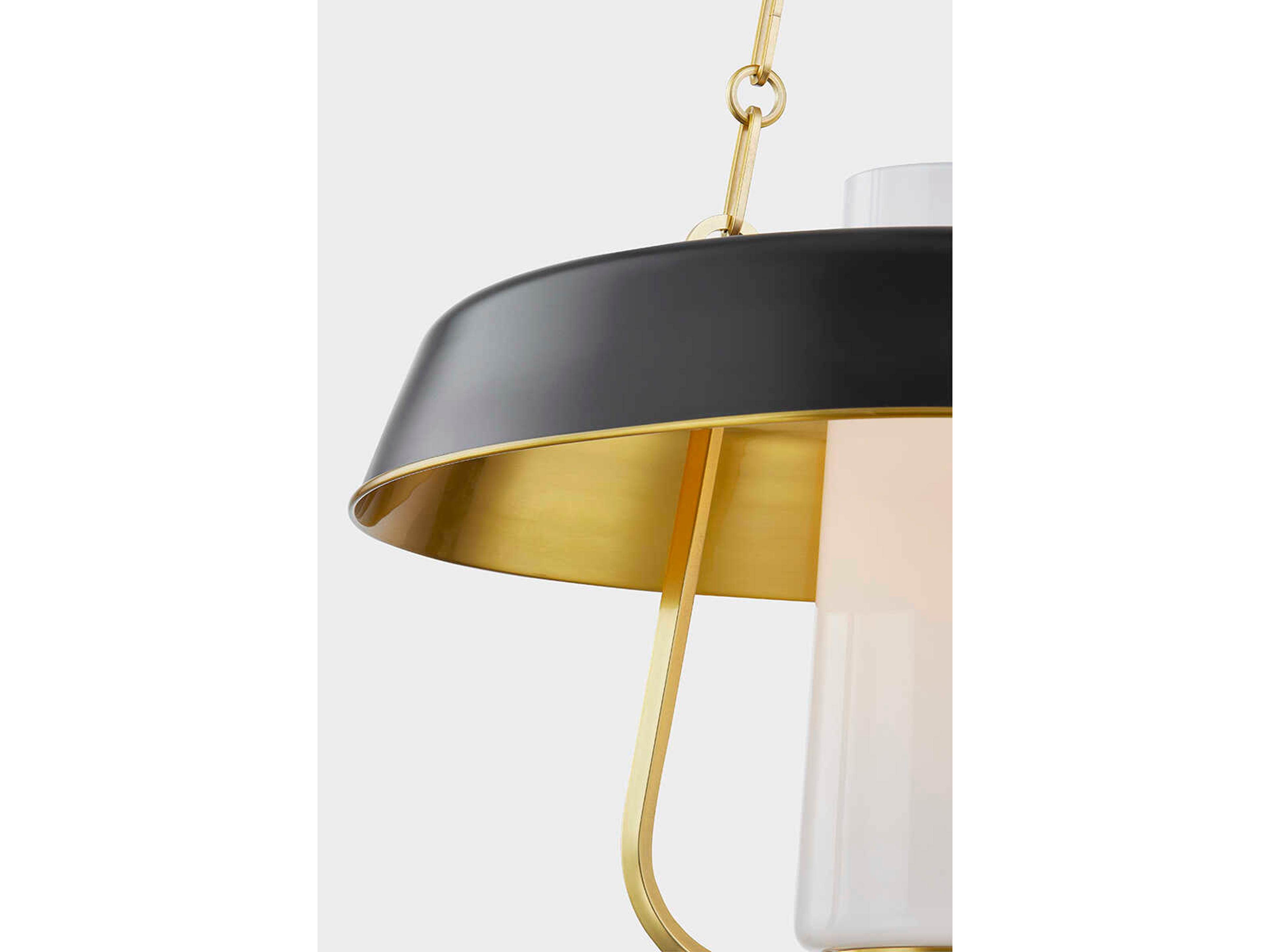 Hudson Valley Provincetown 1-Light Aged Brass Soft Black Cylinder Dome Pendant
