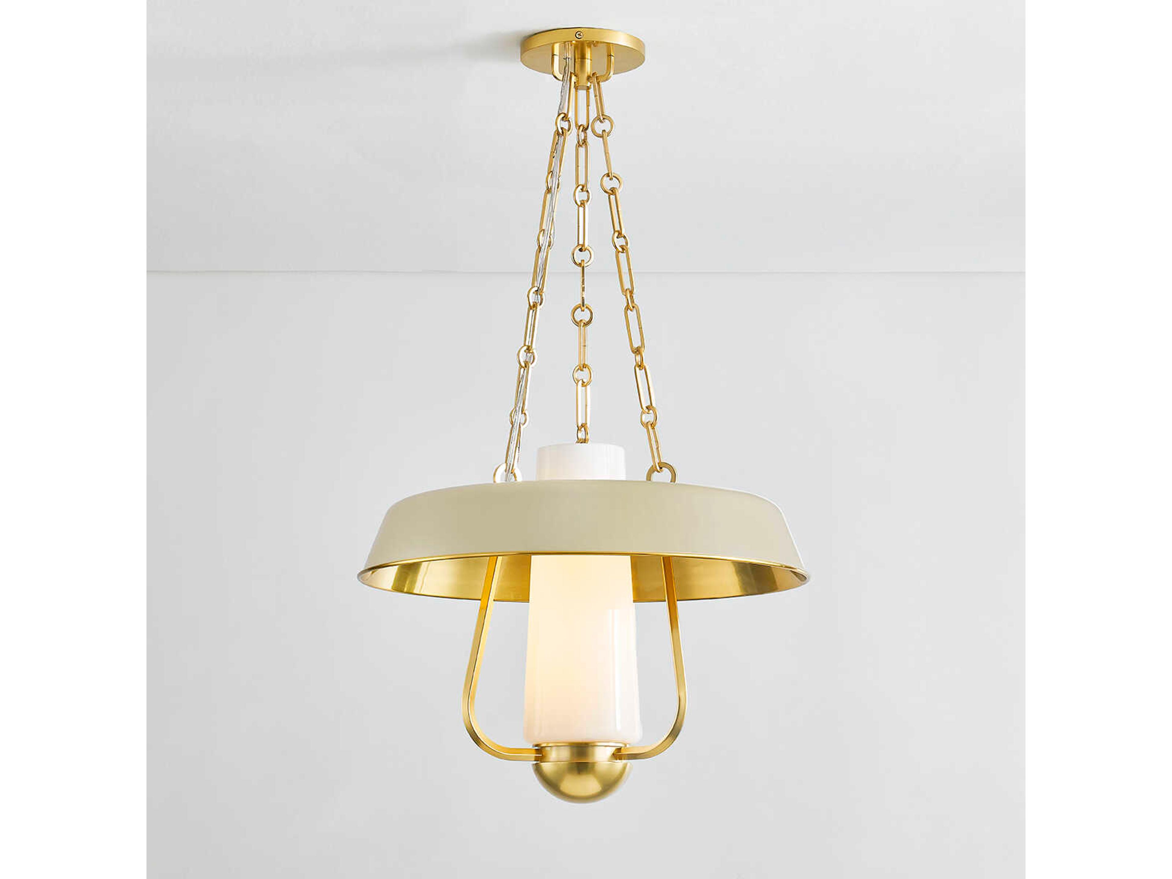 Hudson Valley Provincetown 1-Light Aged Brass Soft Sand Cylinder Dome Pendant