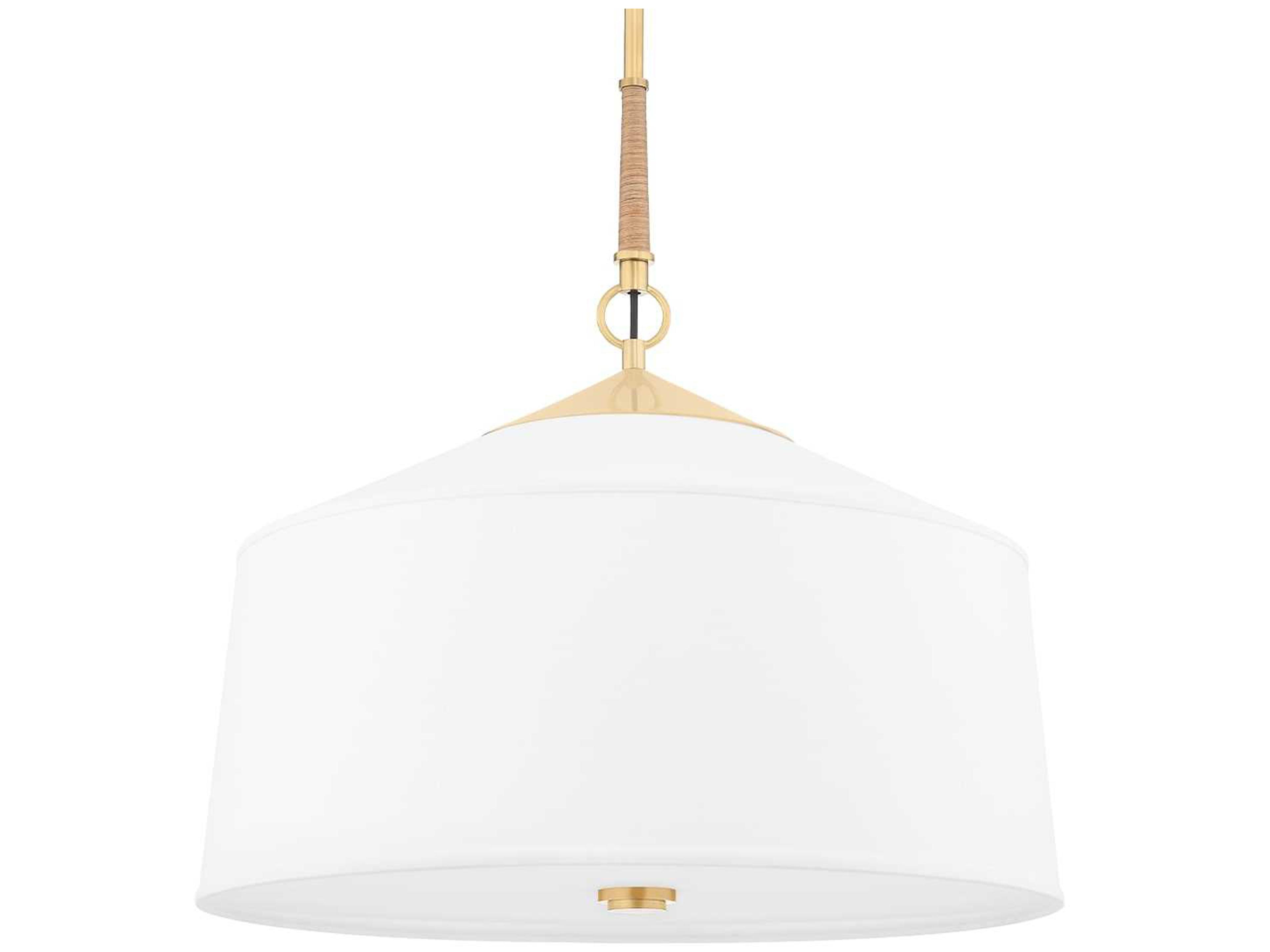White Plains 3-Light Aged Brass Drum Pendant