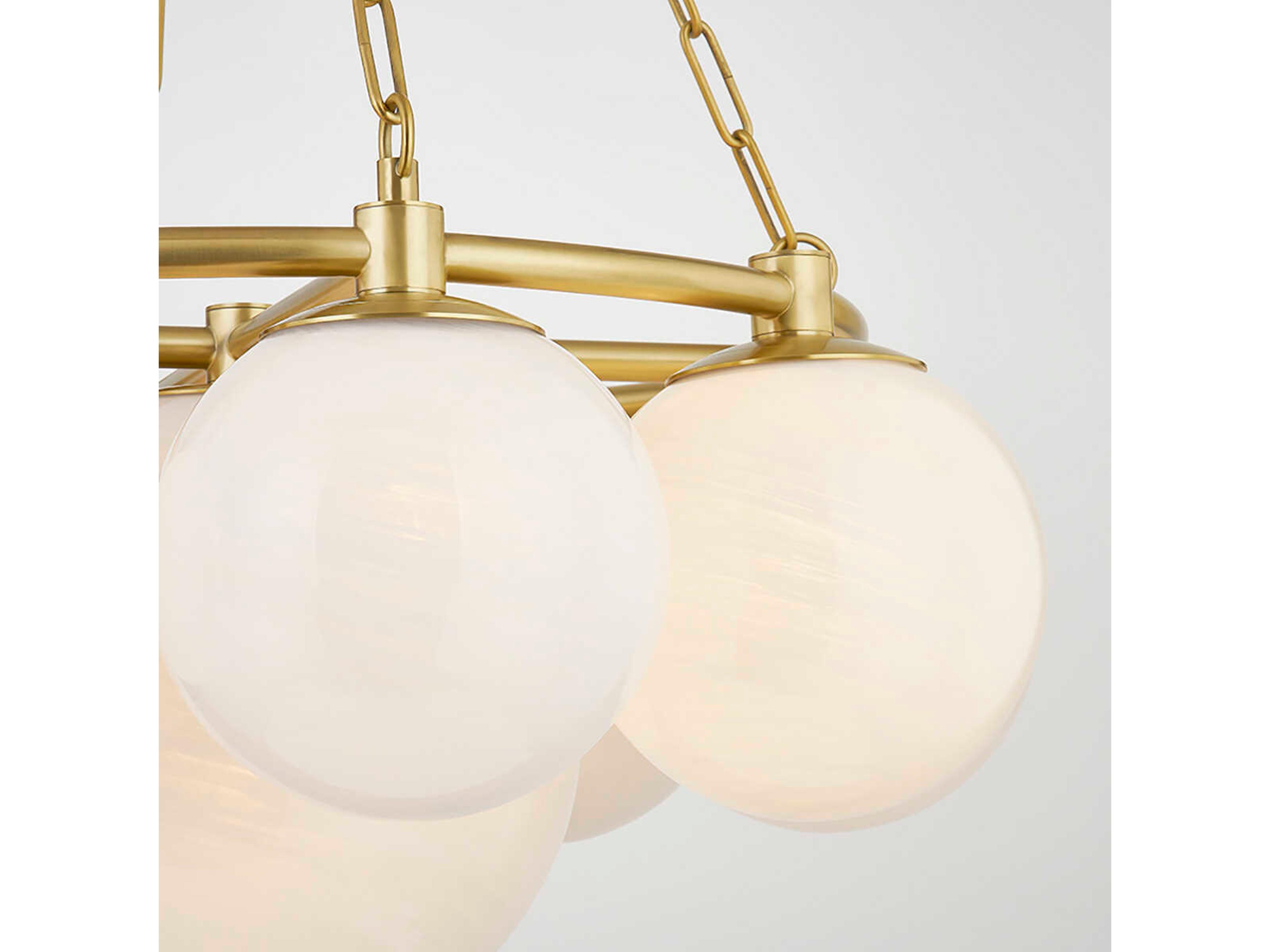 Hudson Valley Thornwood 9-Light Aged Brass Glass Globe Chandelier