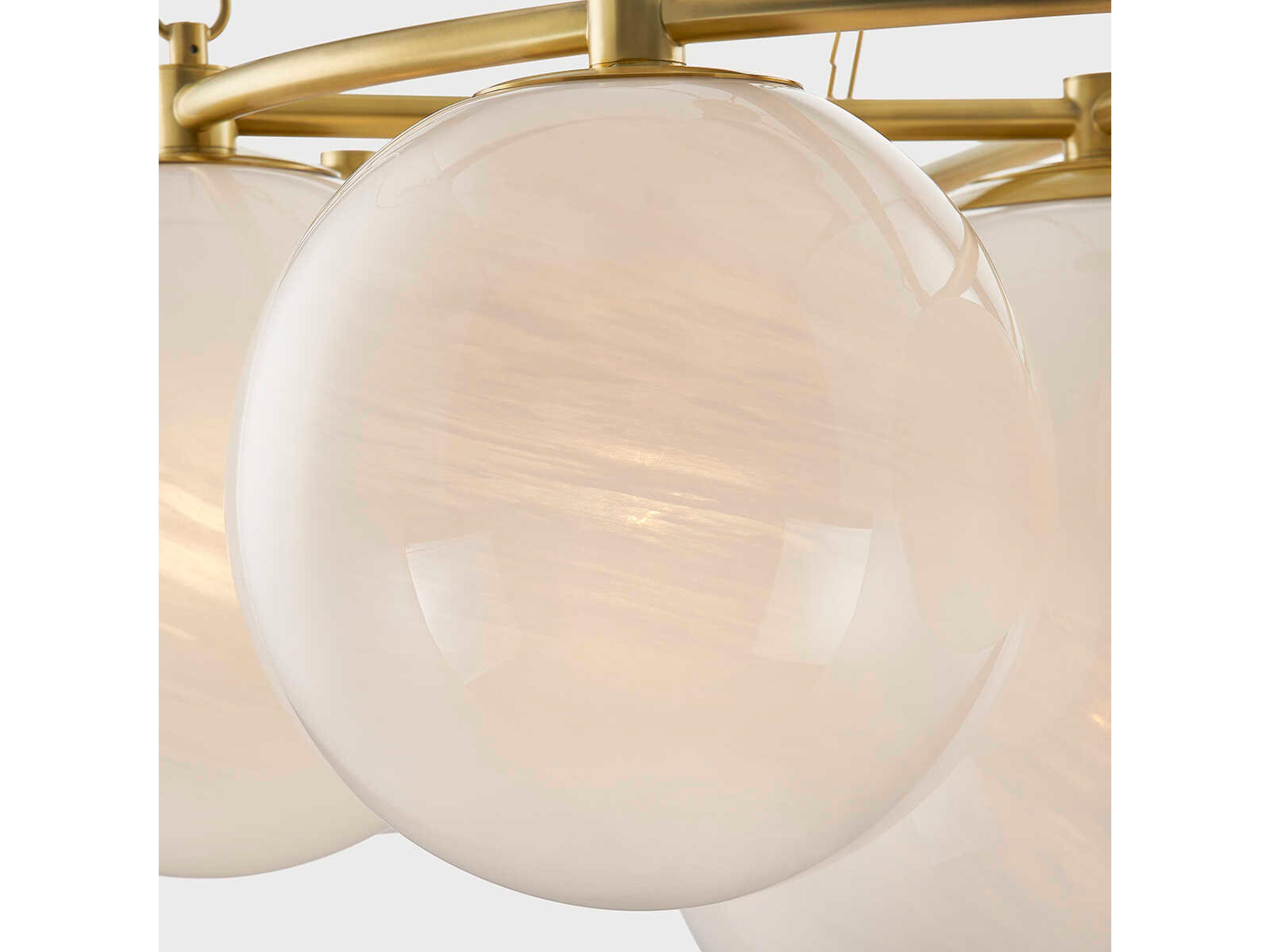 Hudson Valley Thornwood 9-Light Aged Brass Glass Globe Chandelier