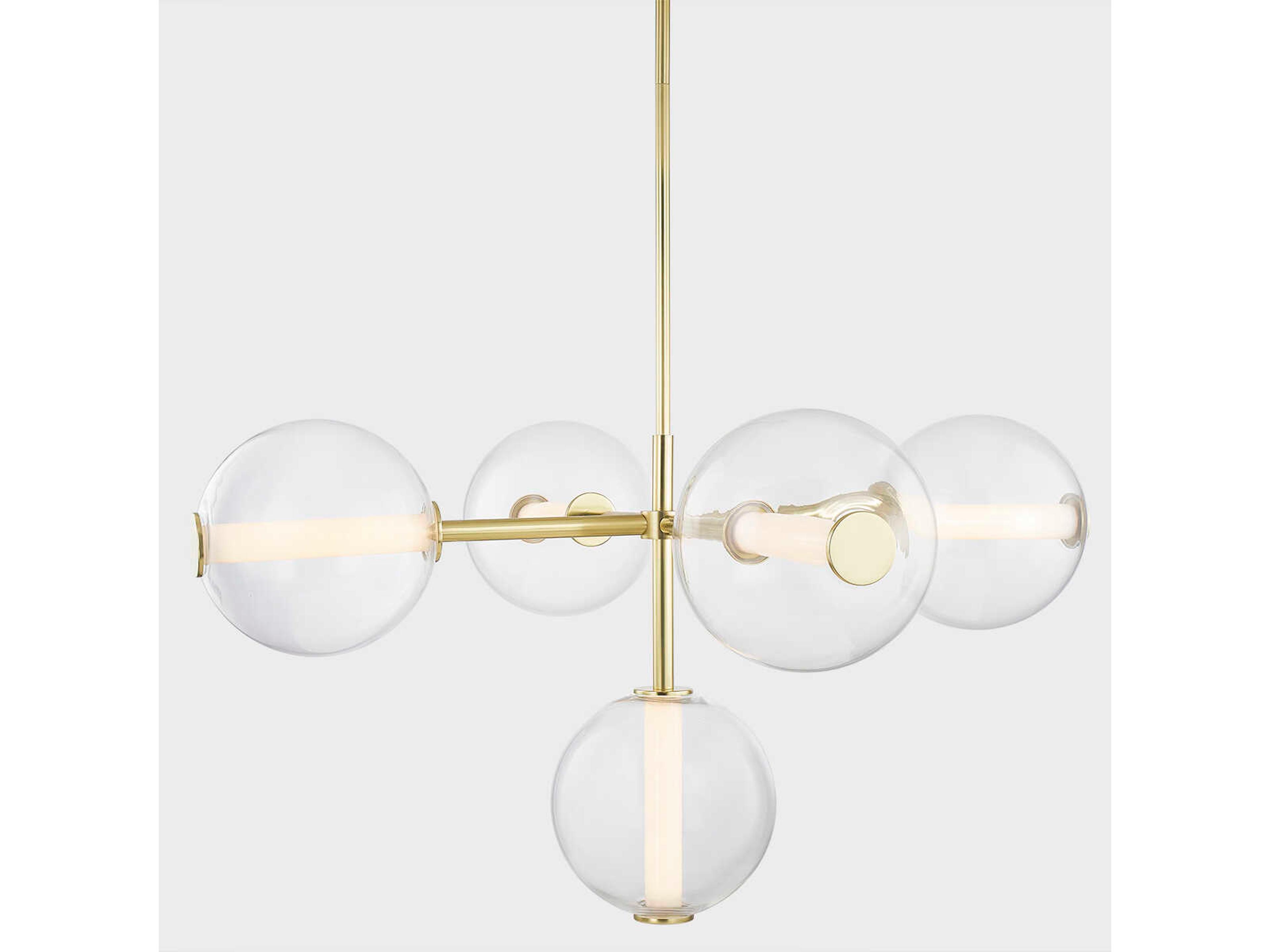 Hudson Valley Richford 5-Light Aged Brass Glass LED Globe Chandelier