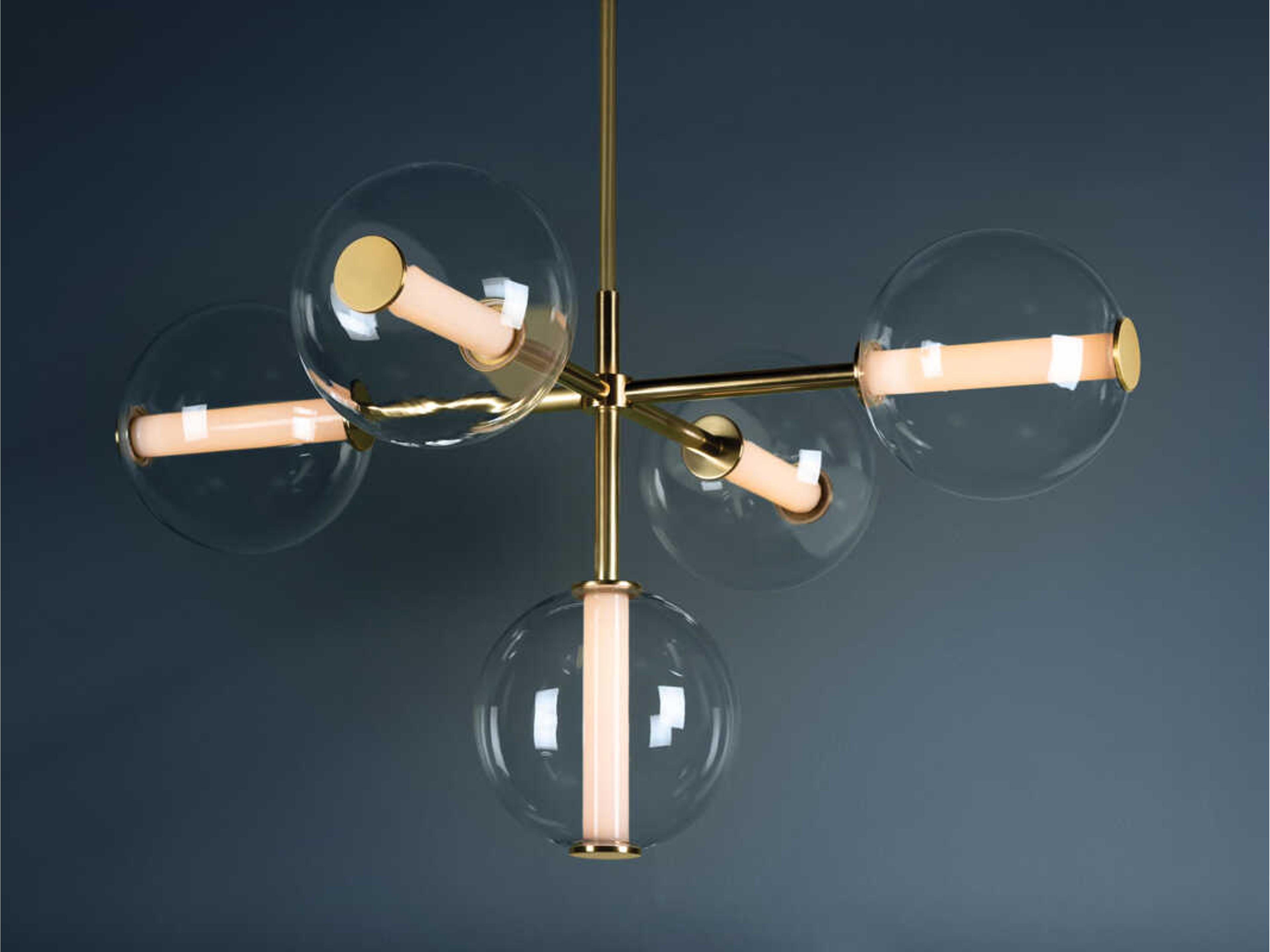 Hudson Valley Richford 5-Light Aged Brass Glass LED Globe Chandelier