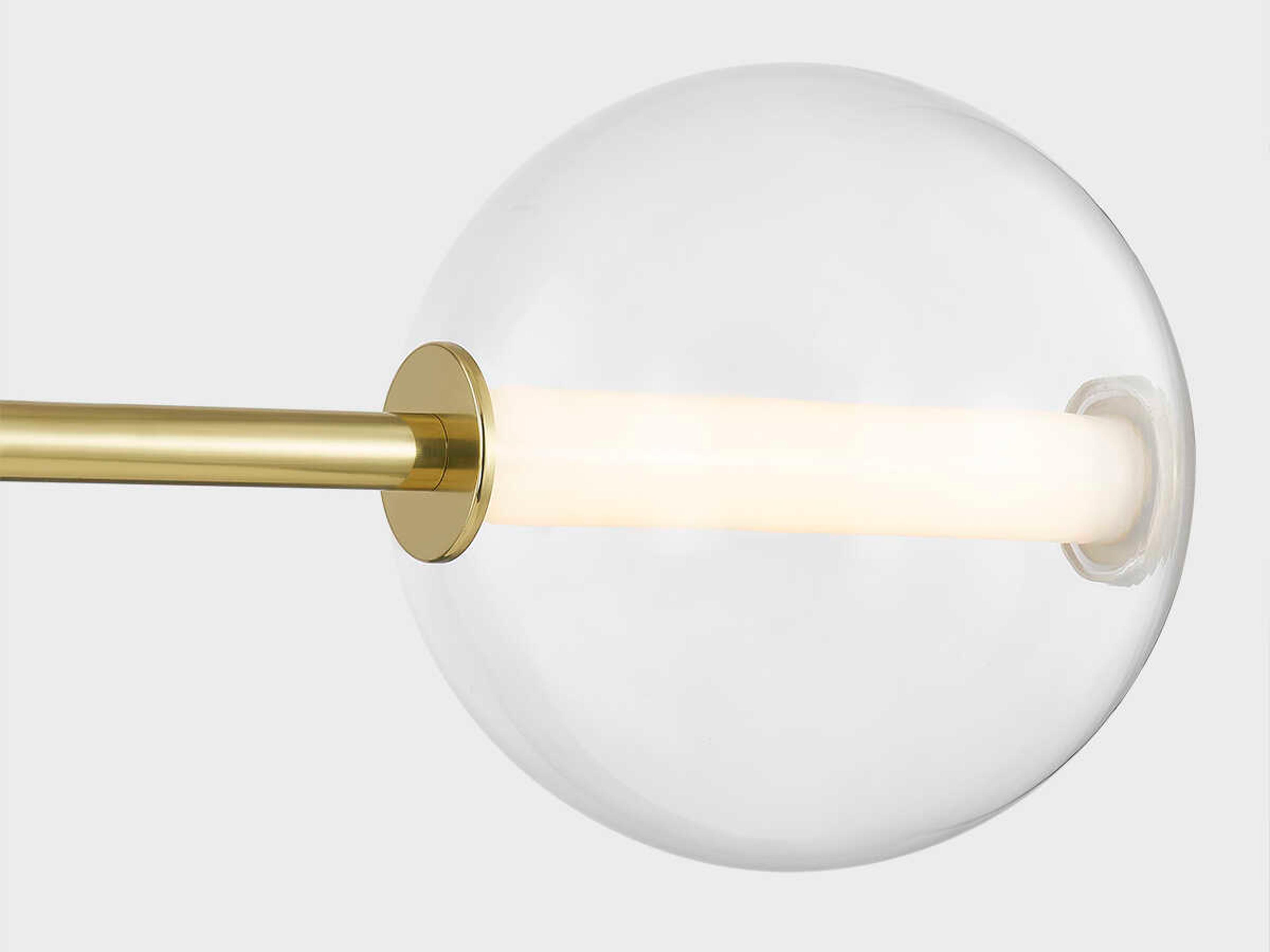 Hudson Valley Richford 2-Light Aged Brass Glass LED Globe Linear Island Pendant