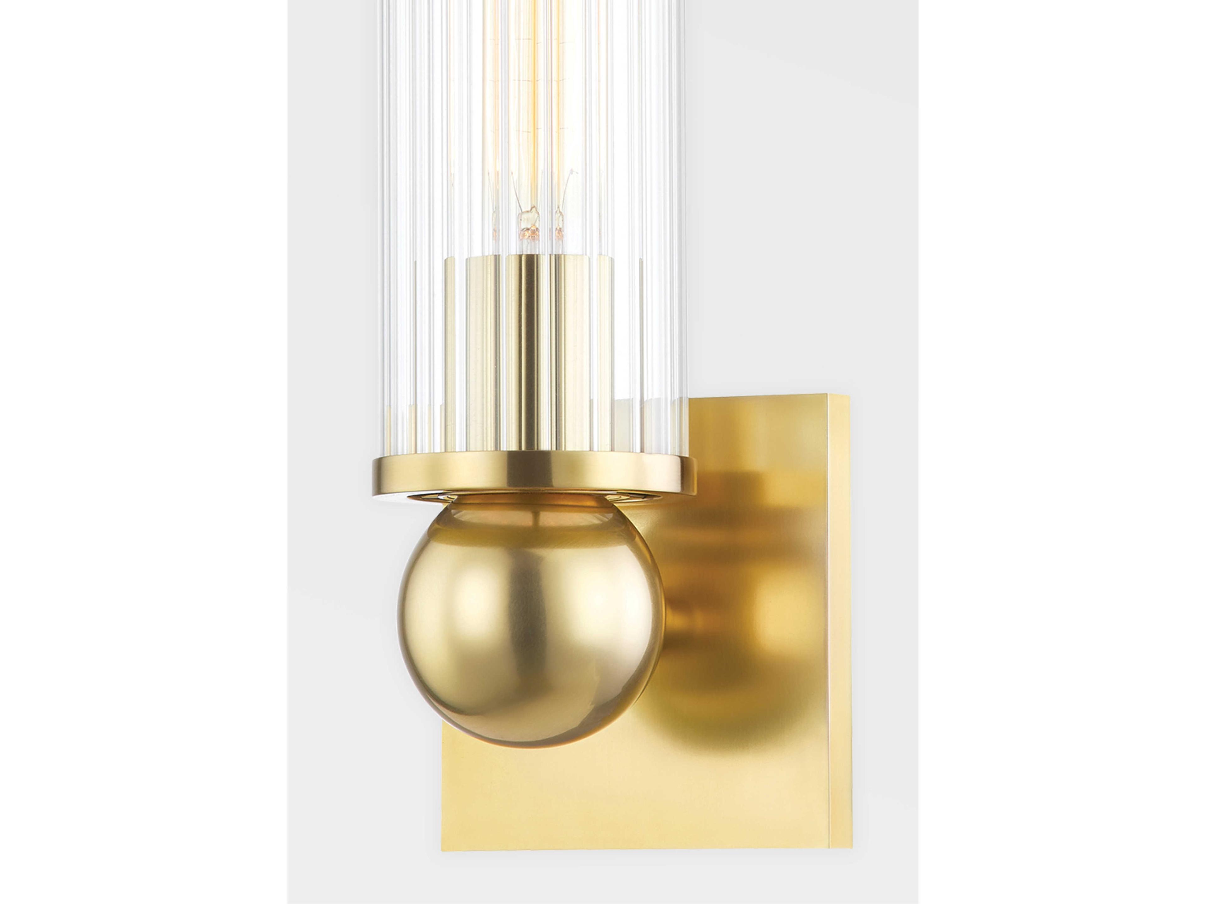 Hudson Valley Malone 1-Light Aged Brass Clear Glass Wall Sconce