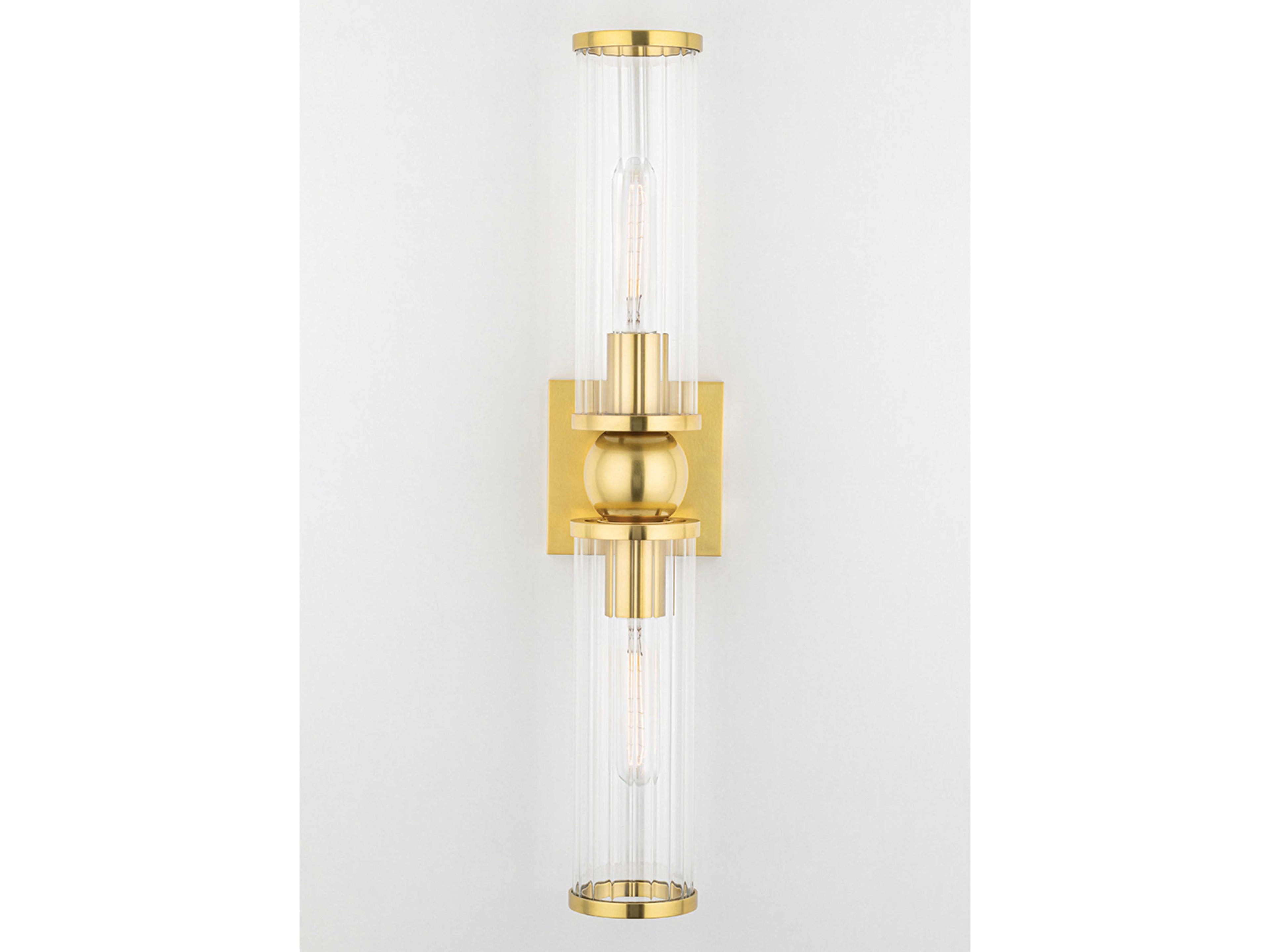 Hudson Valley Malone 2-Light Aged Brass Clear Glass Wall Sconce