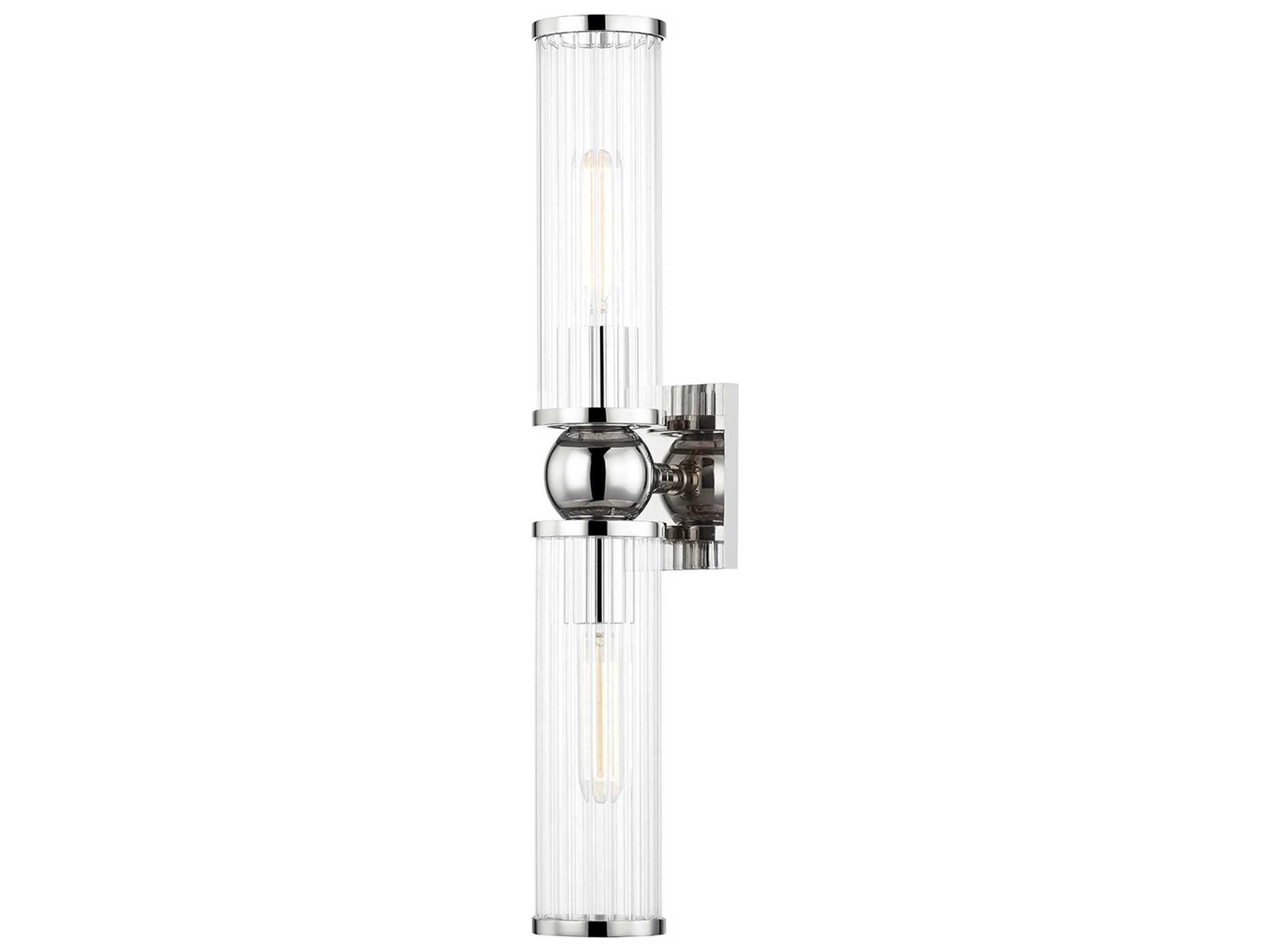 Hudson Valley Malone 2-Light Polished Nickel Clear Glass Wall Sconce