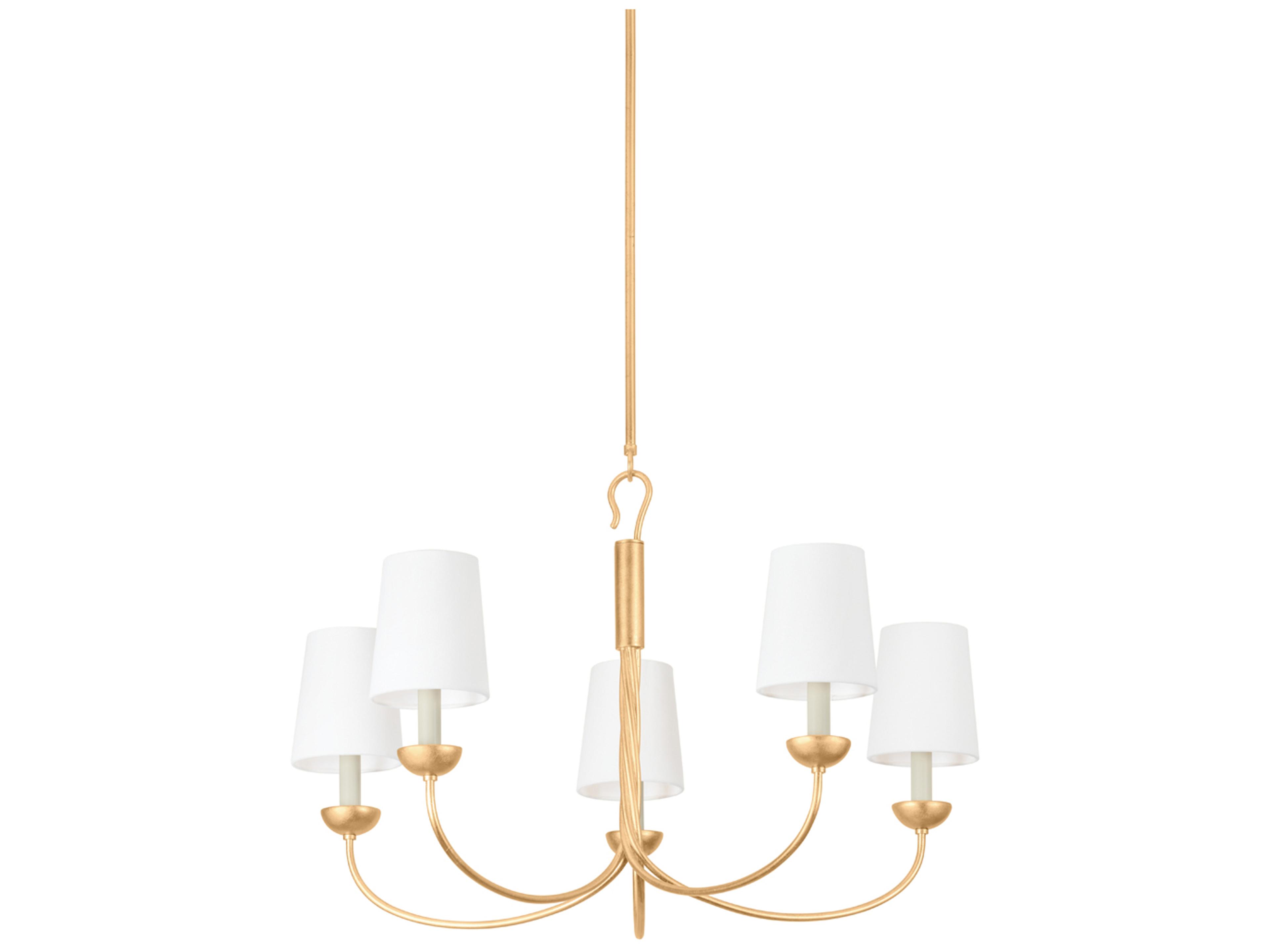 Montpelier 5-Light Vintage Gold Leaf Candelabra Chandelier