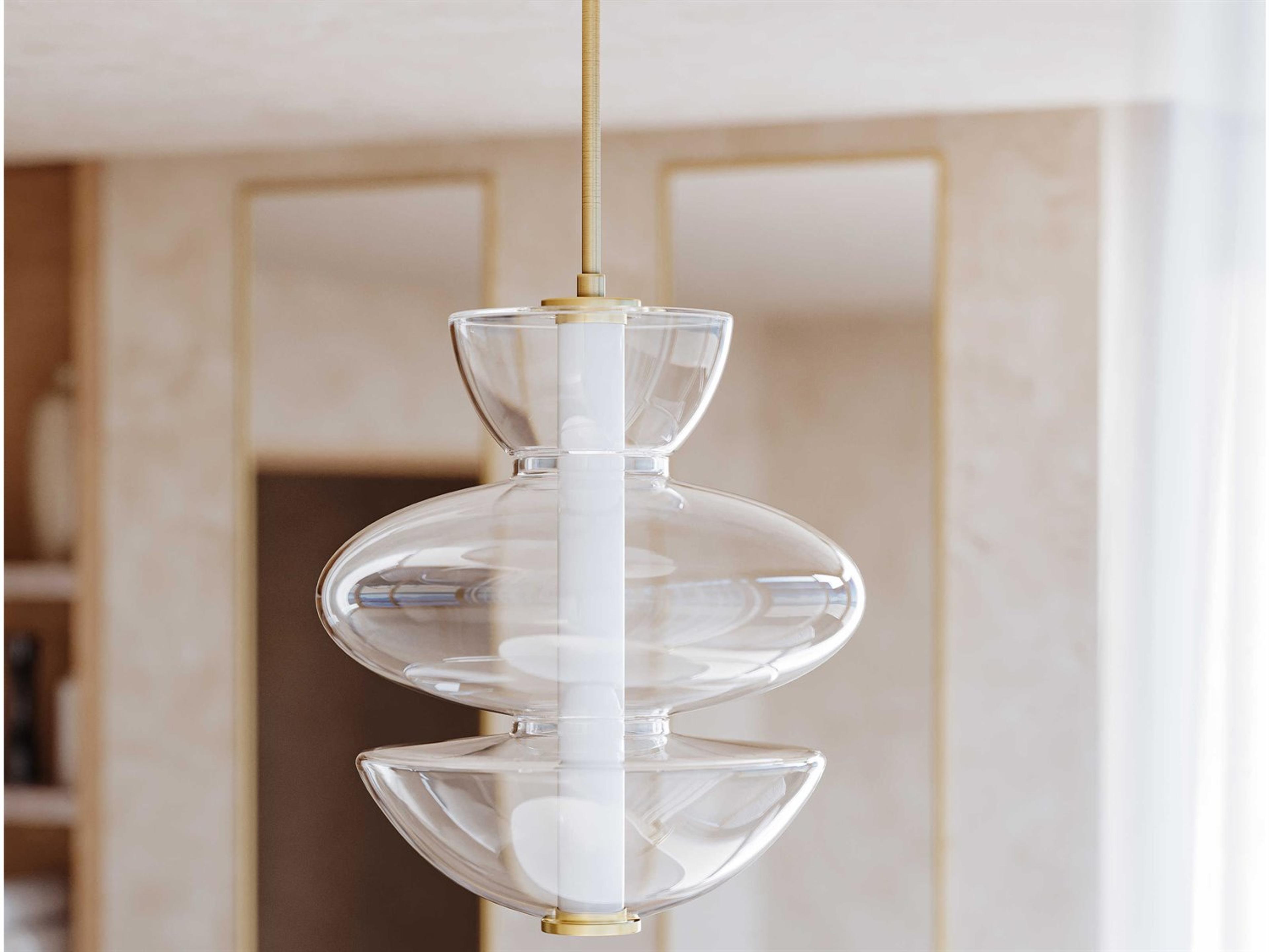 Hudson Valley Palermo 1-Light Aged Brass Glass LED Pendant