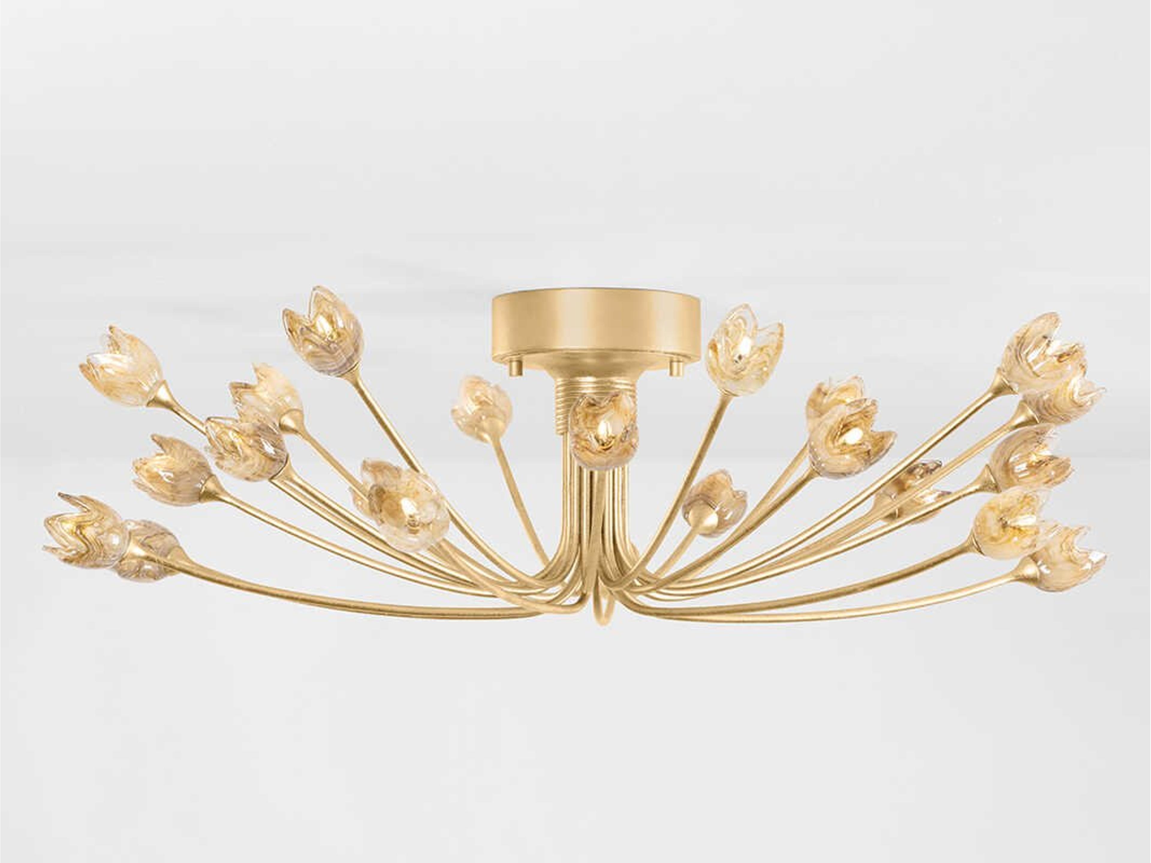 Hudson Valley Falkirk 22-Light Vintage Gold Leaf Semi Flush Mount