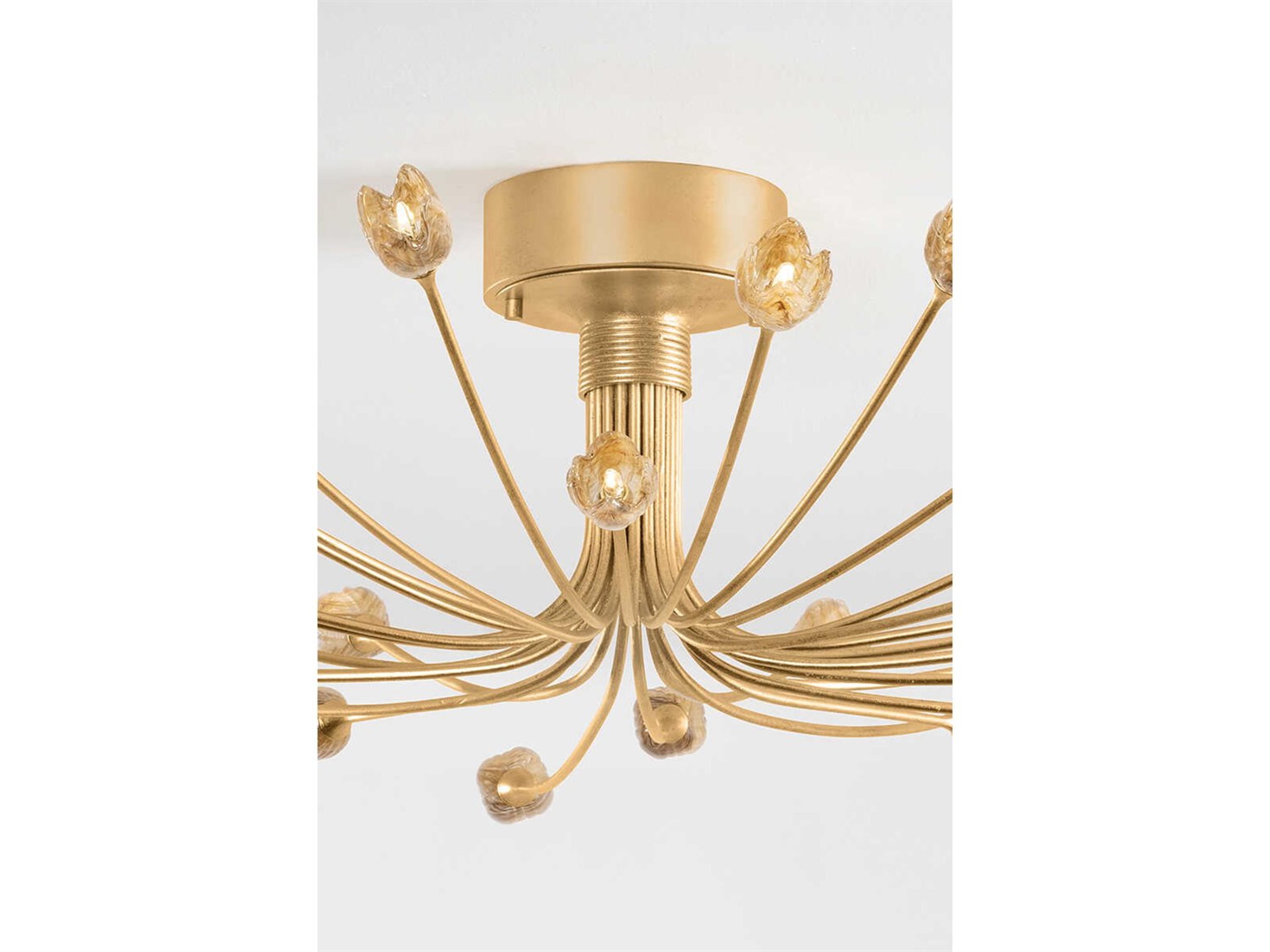 Hudson Valley Falkirk 22-Light Vintage Gold Leaf Semi Flush Mount
