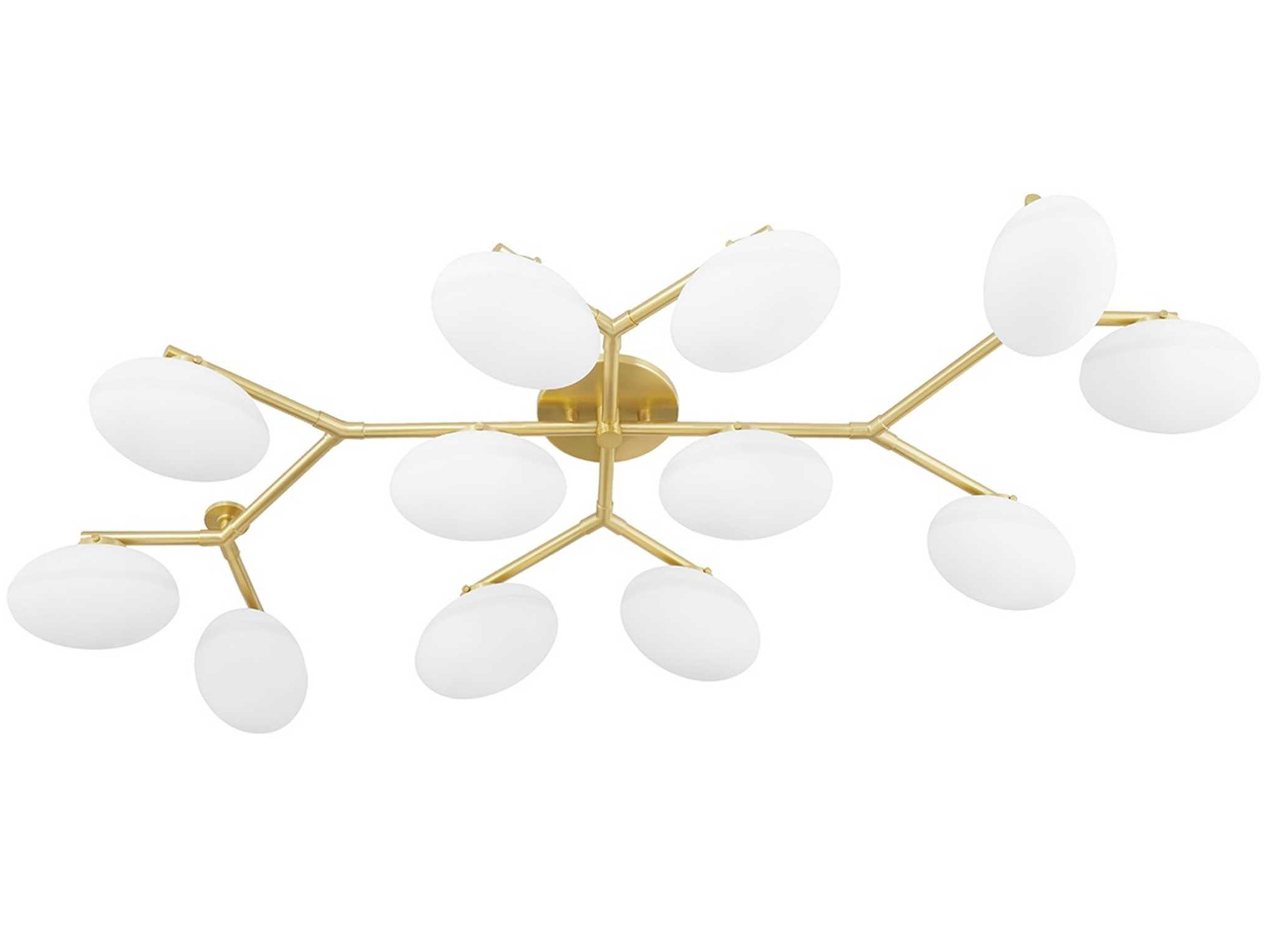 Wagner 12-Light Aged Brass Glass LED Globe Semi Flush Mount