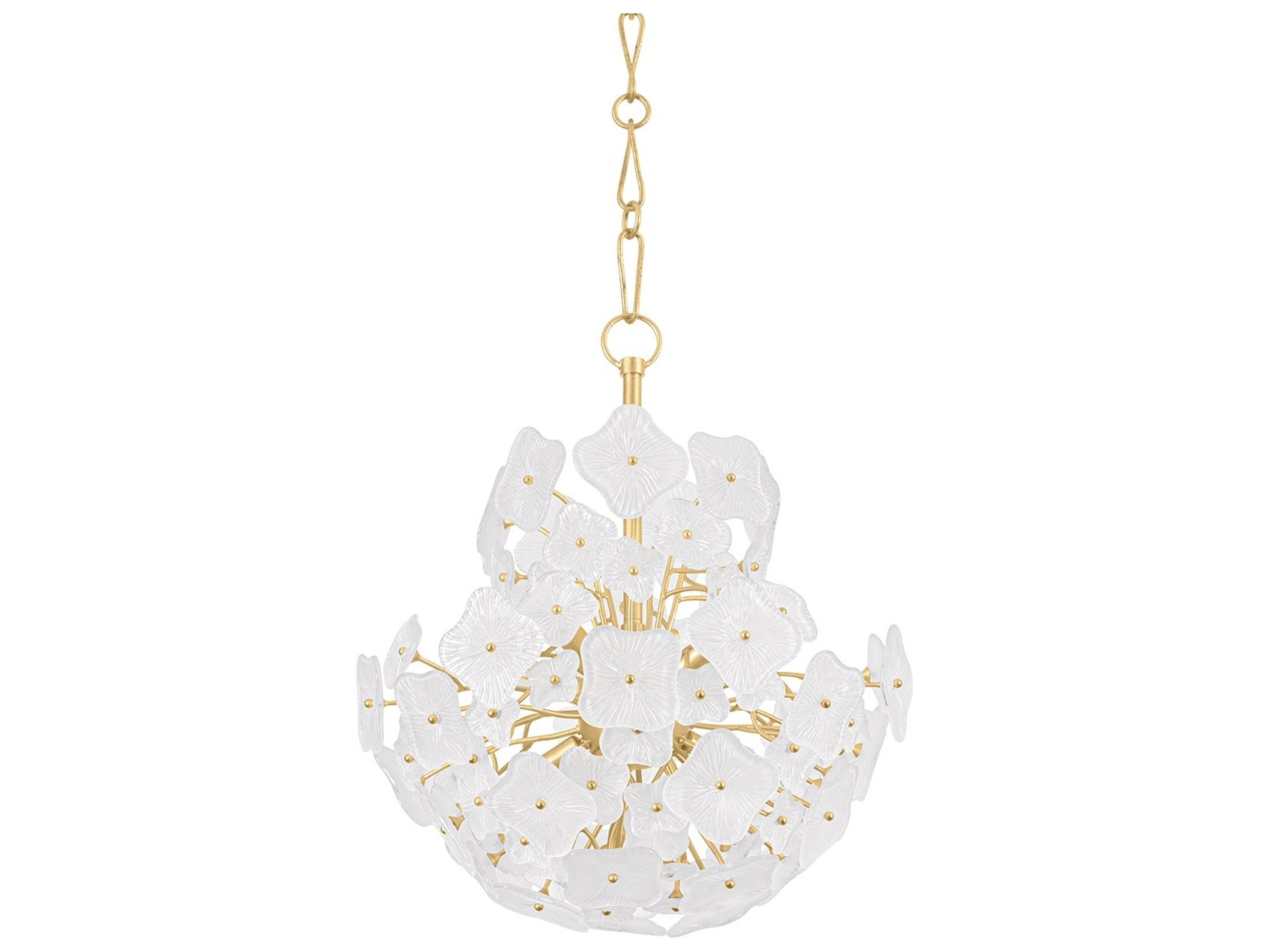 Barrytown 7-Light Vintage Gold Leaf White Chandelier