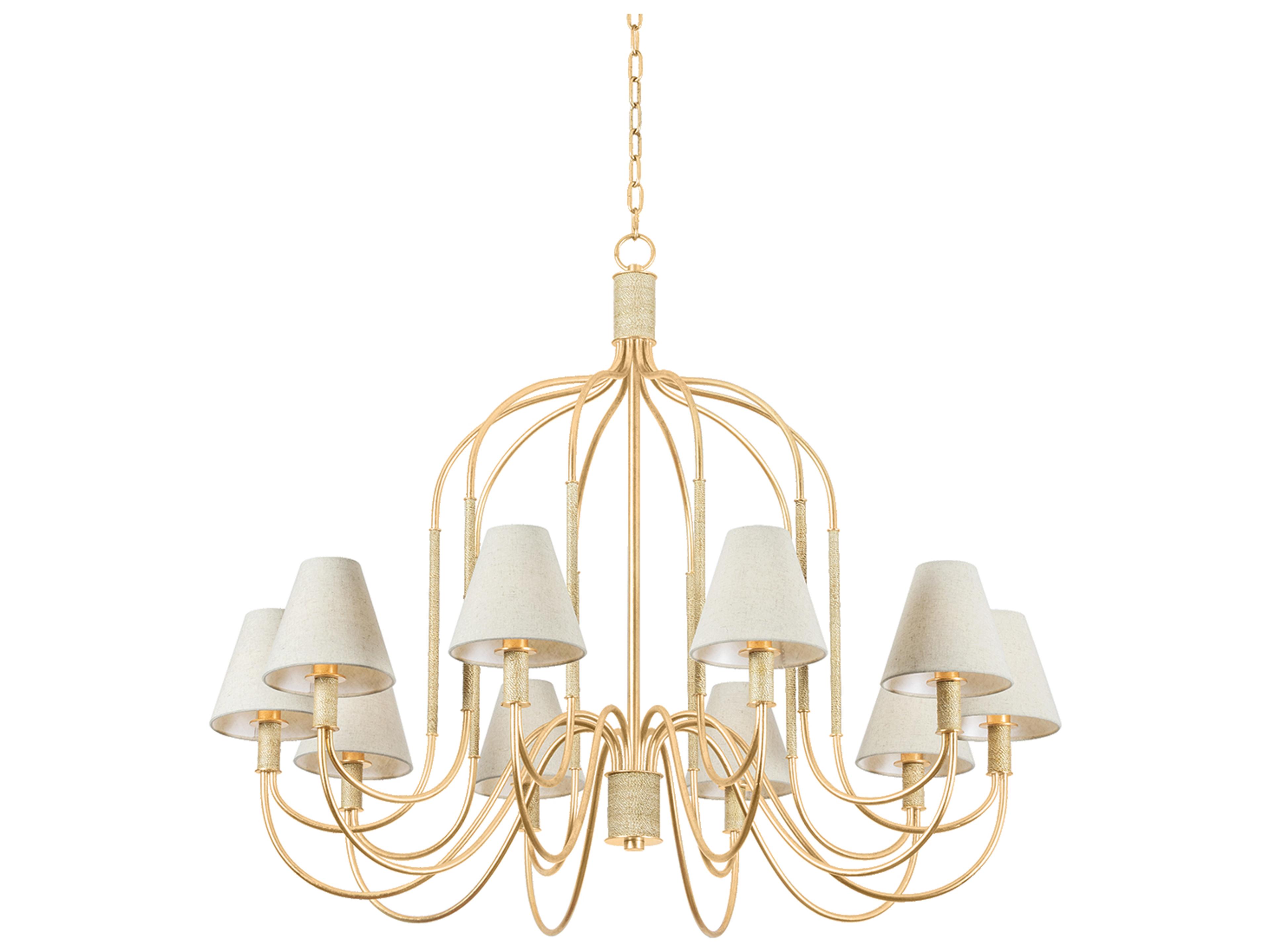 Warrensburg 10-Light Vintage Gold Leaf Candelabra Chandelier