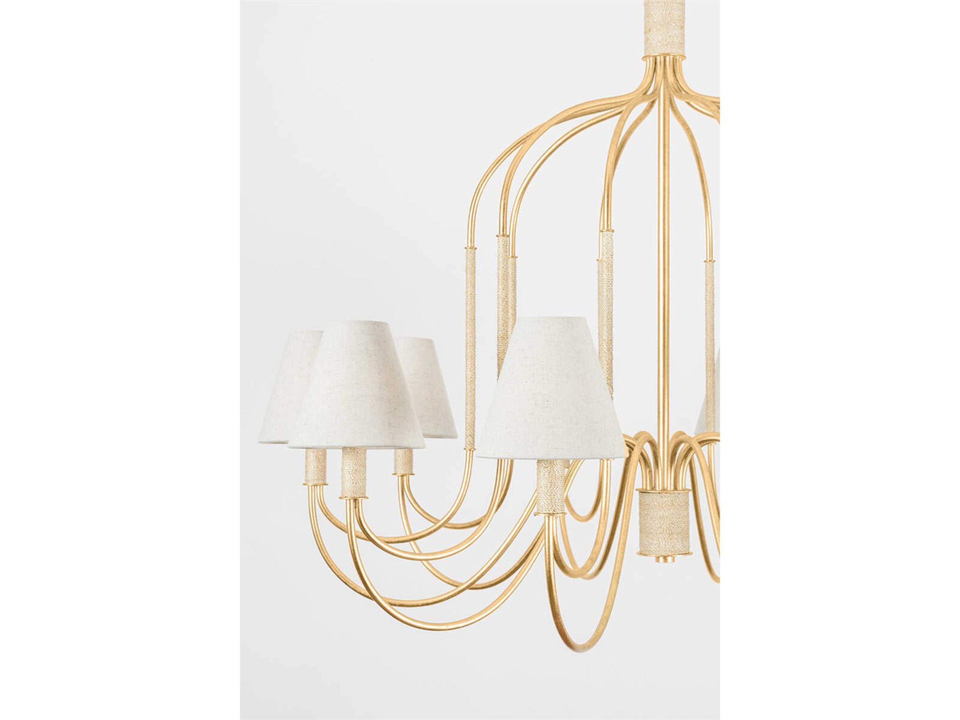 Hudson Valley Warrensburg 10-Light Vintage Gold Leaf Candelabra Chandelier