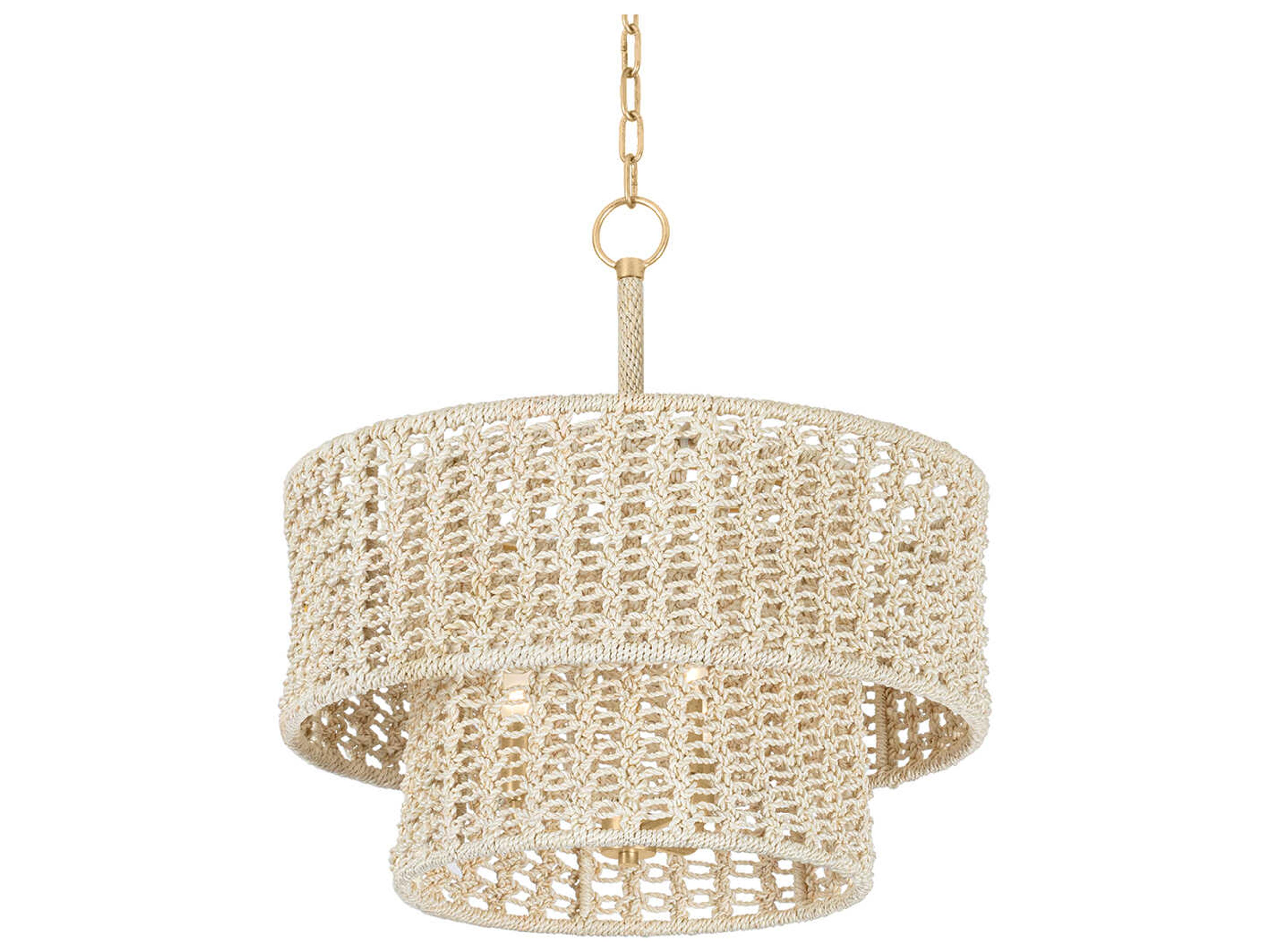 Yorkhill 3-Light Vintage Gold Leaf White Tiered Pendant
