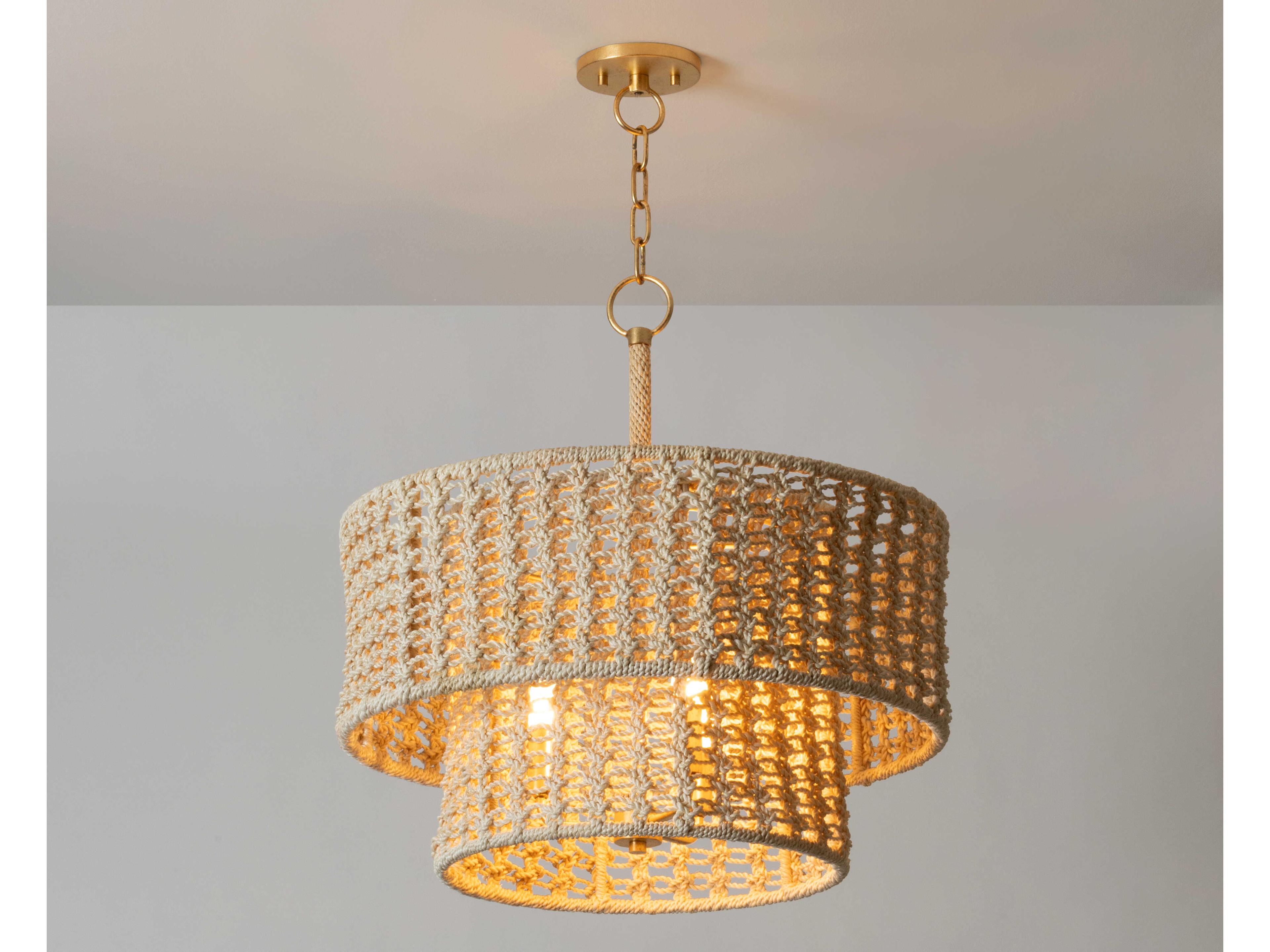 Hudson Valley Yorkhill 3-Light Vintage Gold Leaf White Tiered Pendant