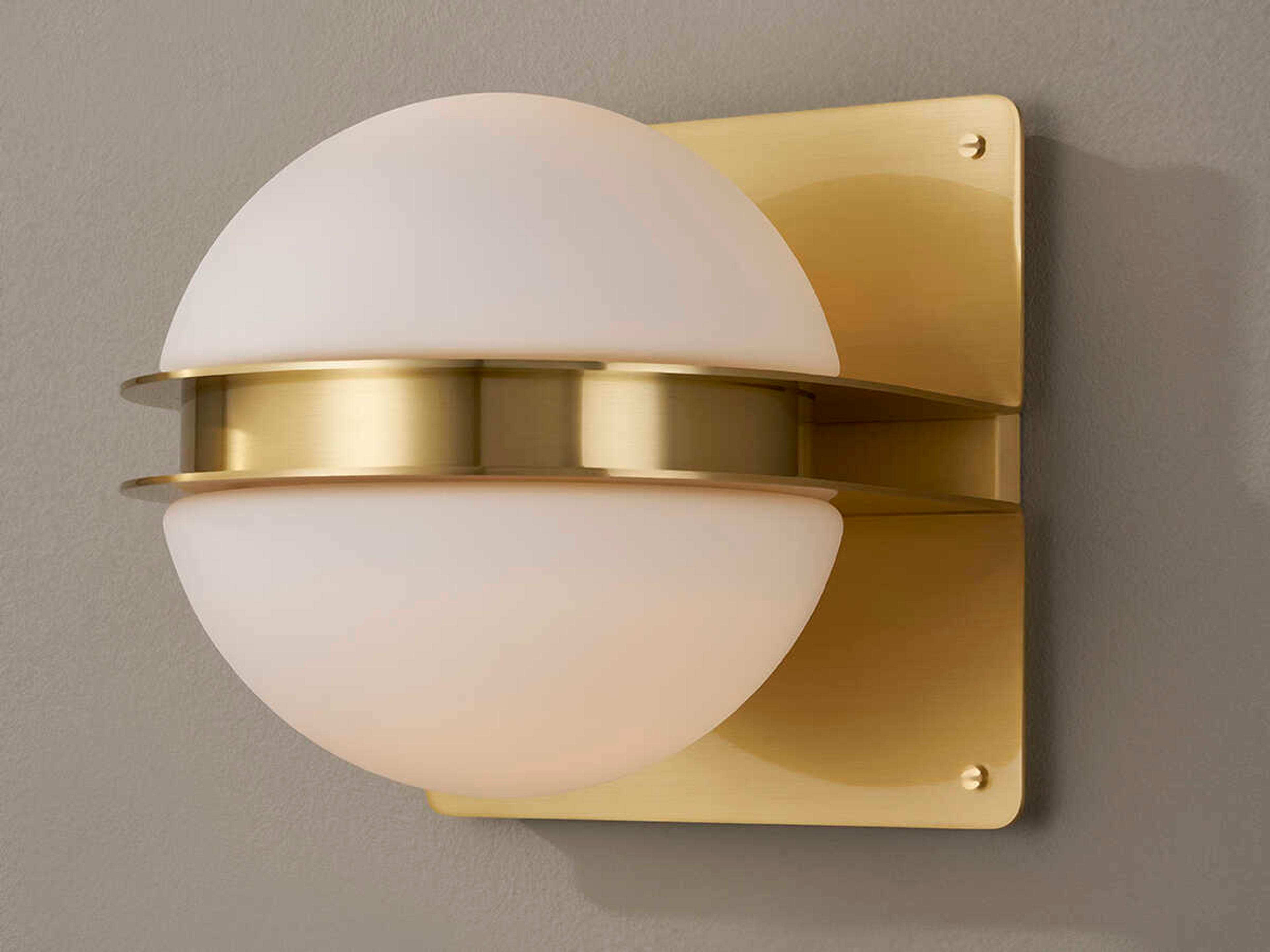 Hudson Valley Rudolf 1-Light Aged Brass White Glass LED Wall Sconce