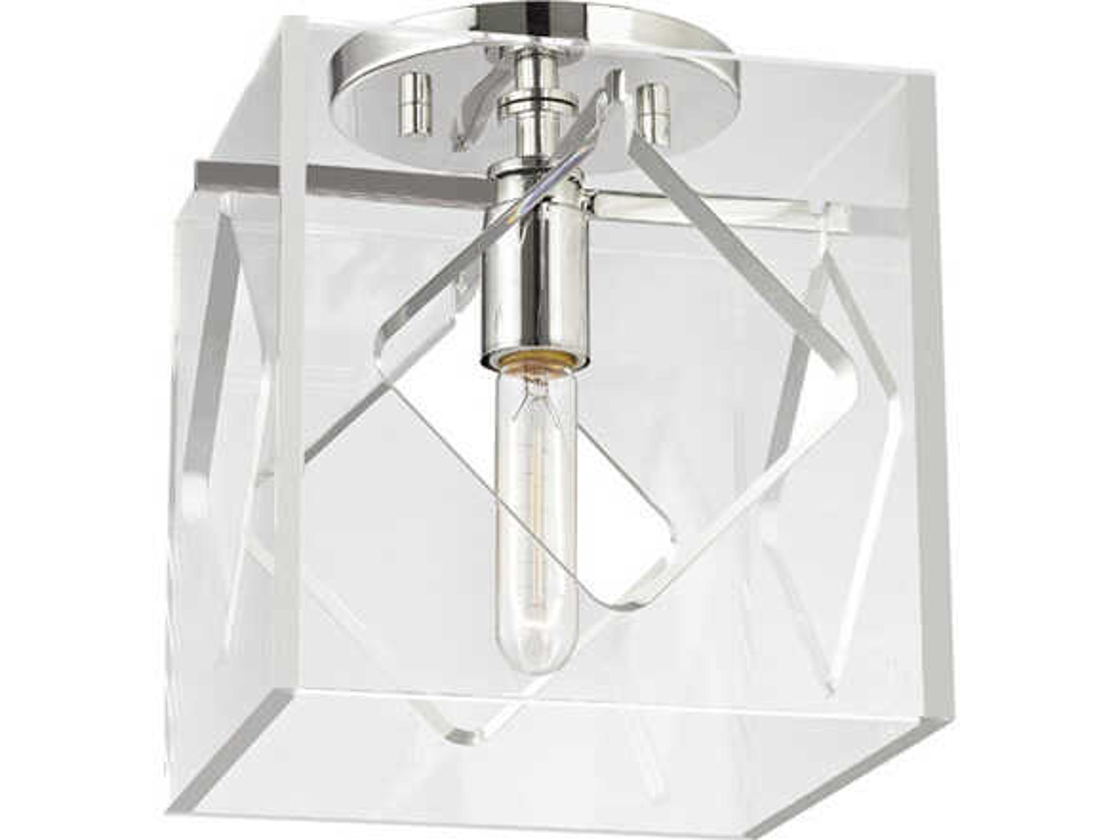 Travis 1-Light Polished Nickel Clear Geometric Flush Mount
