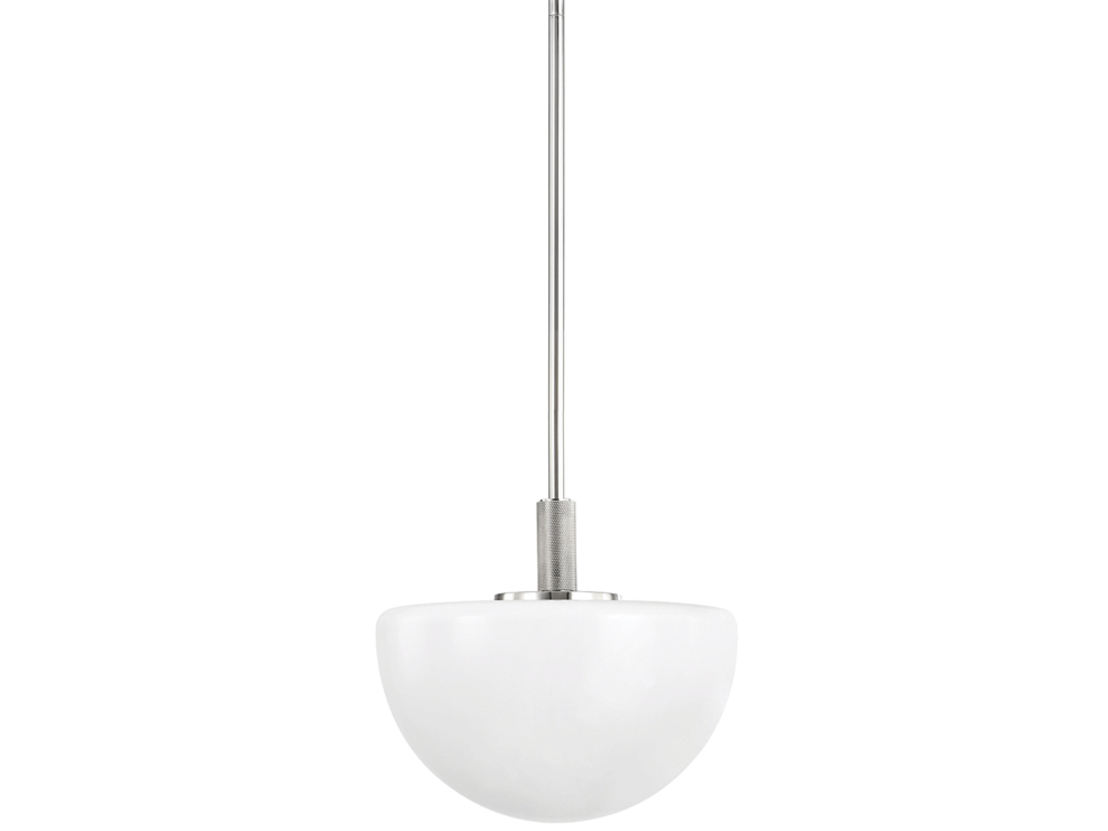 Lethbridge 1-Light Polished Nickel White Glass Bowl Mini Pendant