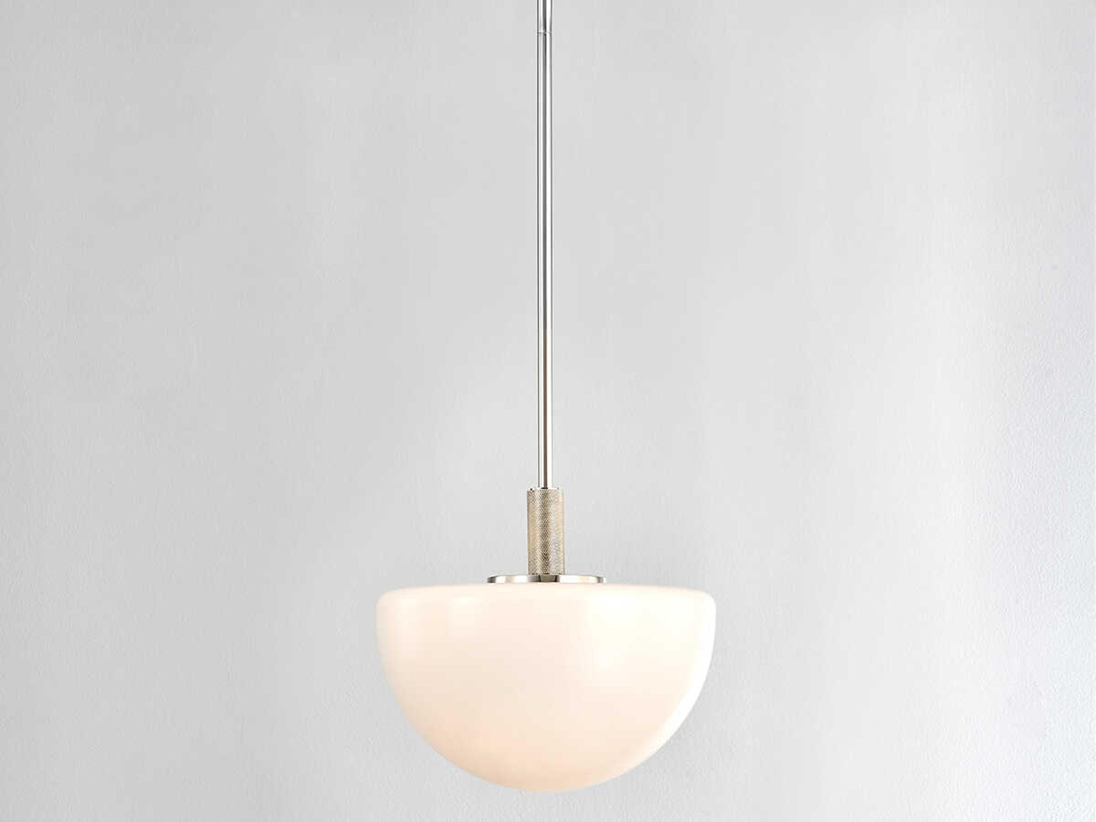 Hudson Valley Lethbridge 1-Light Polished Nickel White Glass Bowl Mini Pendant