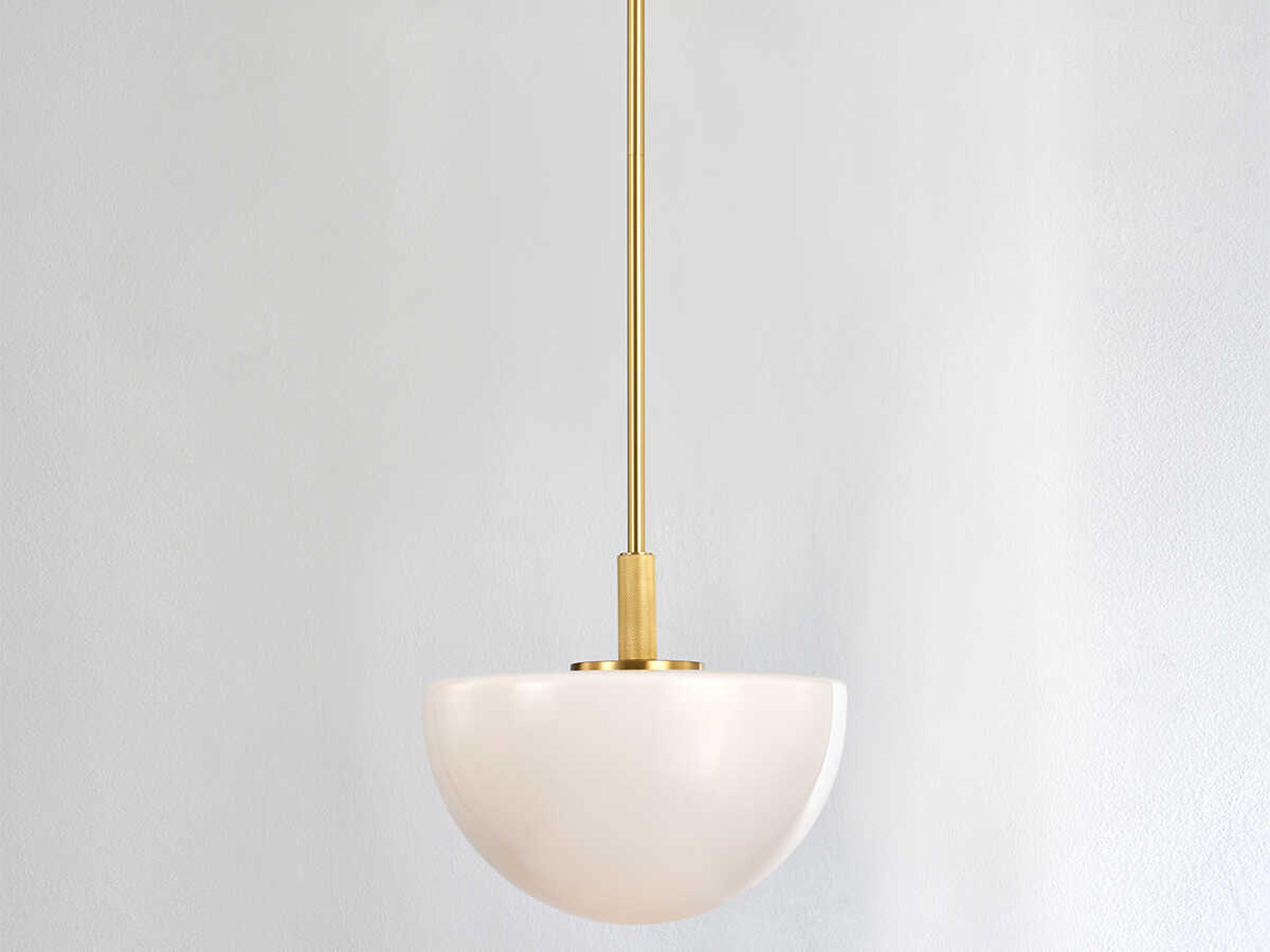 Hudson Valley Lethbridge 1-Light Aged Brass White Bowl Pendant
