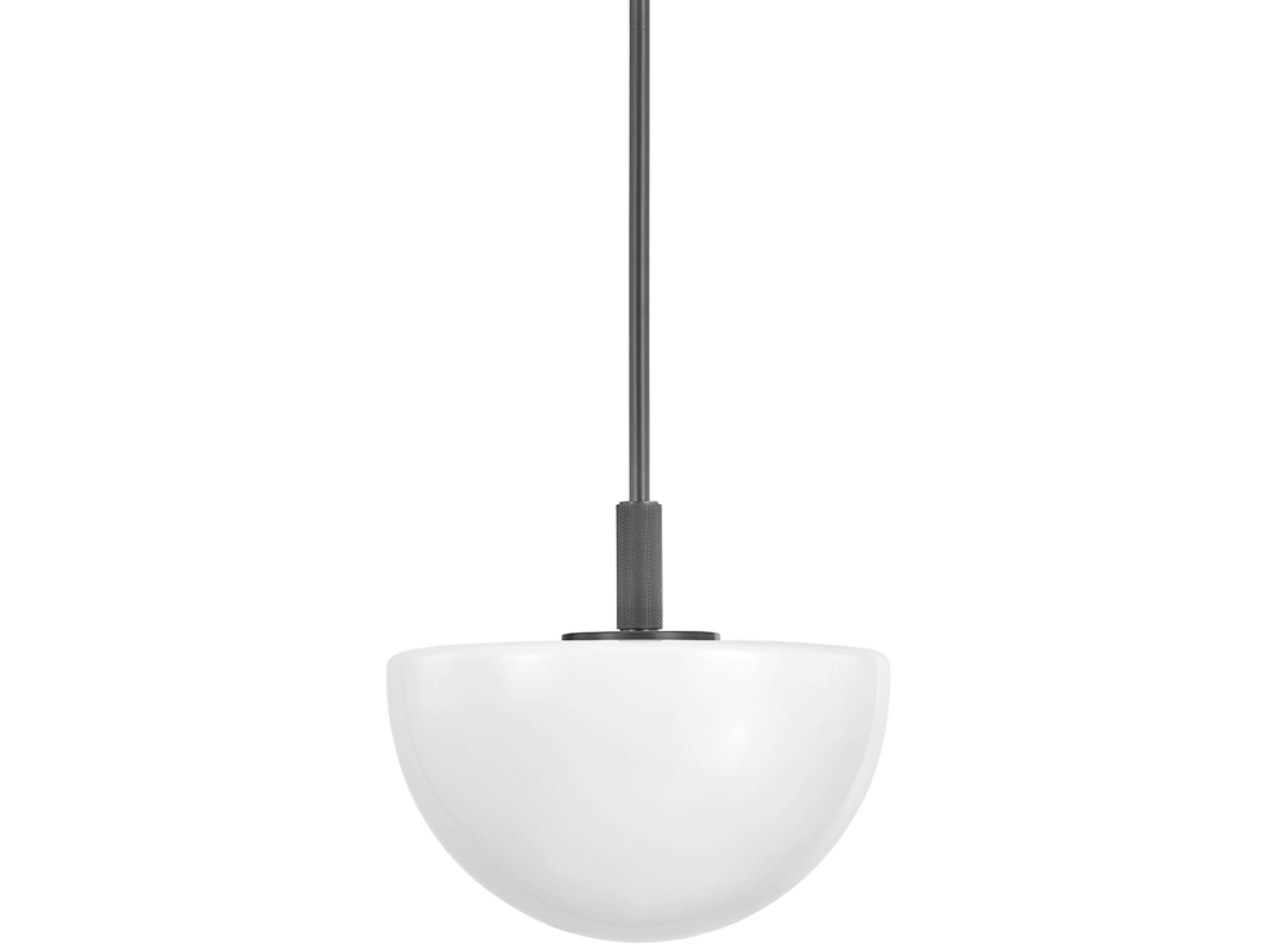 Lethbridge 1-Light Old Bronze White Glass Bowl Pendant