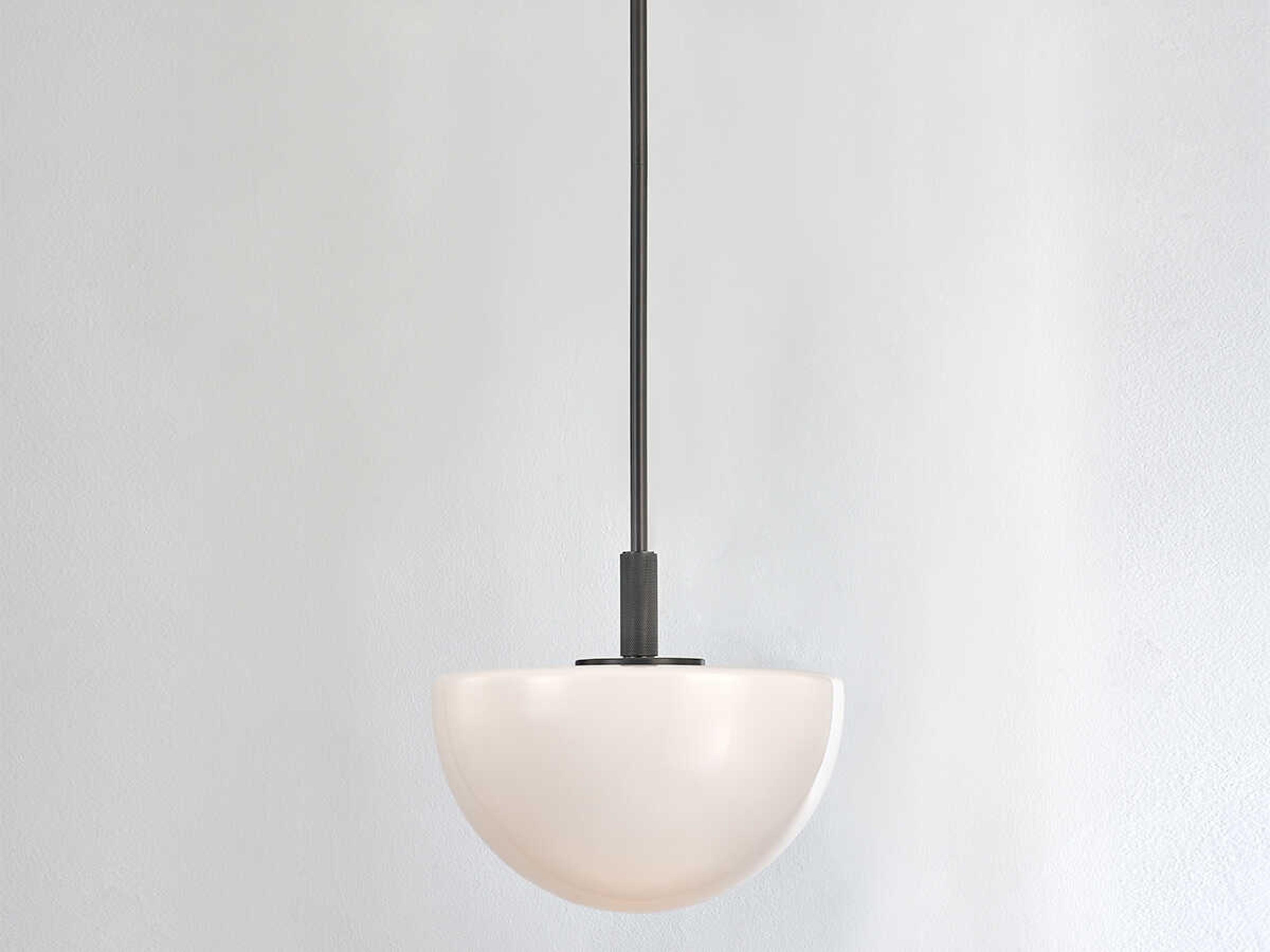 Hudson Valley Lethbridge 1-Light Old Bronze White Glass Bowl Pendant