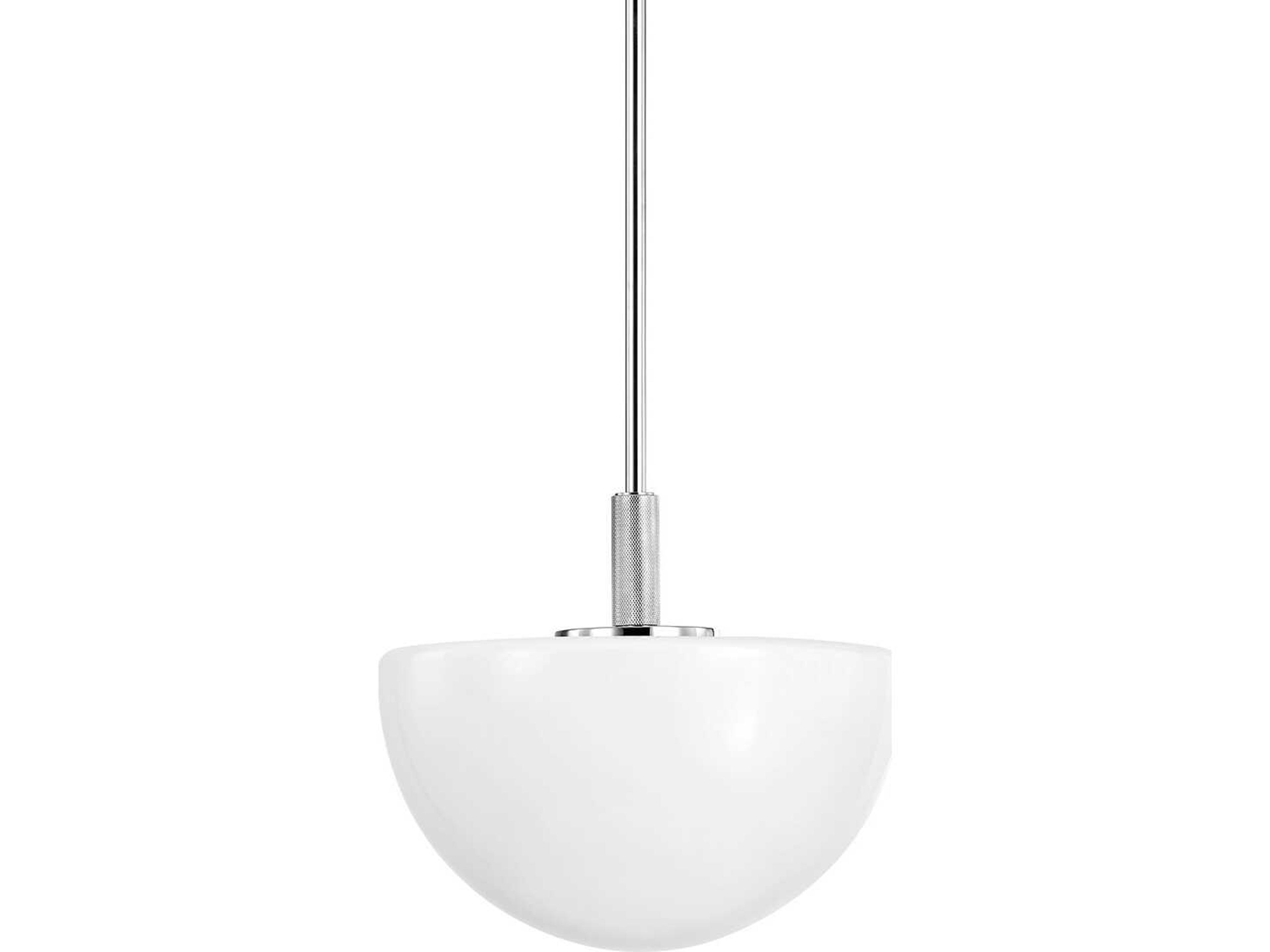 Lethbridge 1-Light Polished Nickel White Bowl Pendant