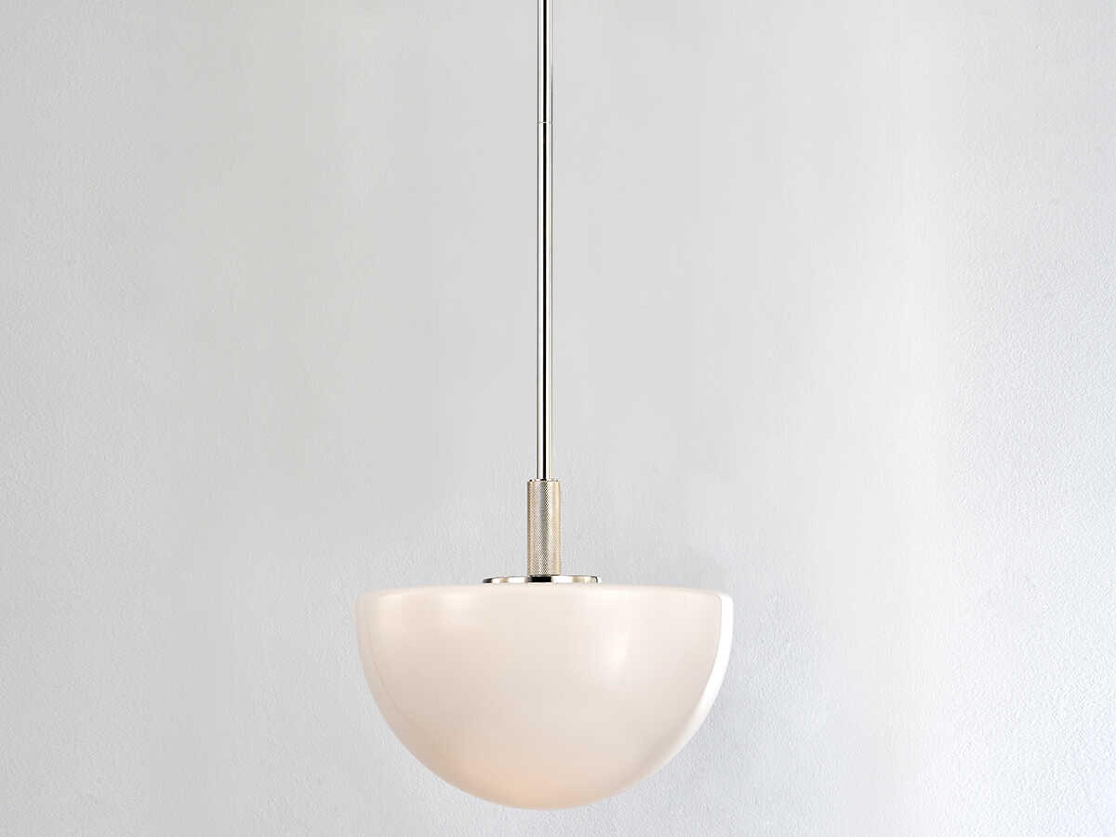 Hudson Valley Lethbridge 1-Light Polished Nickel White Bowl Pendant