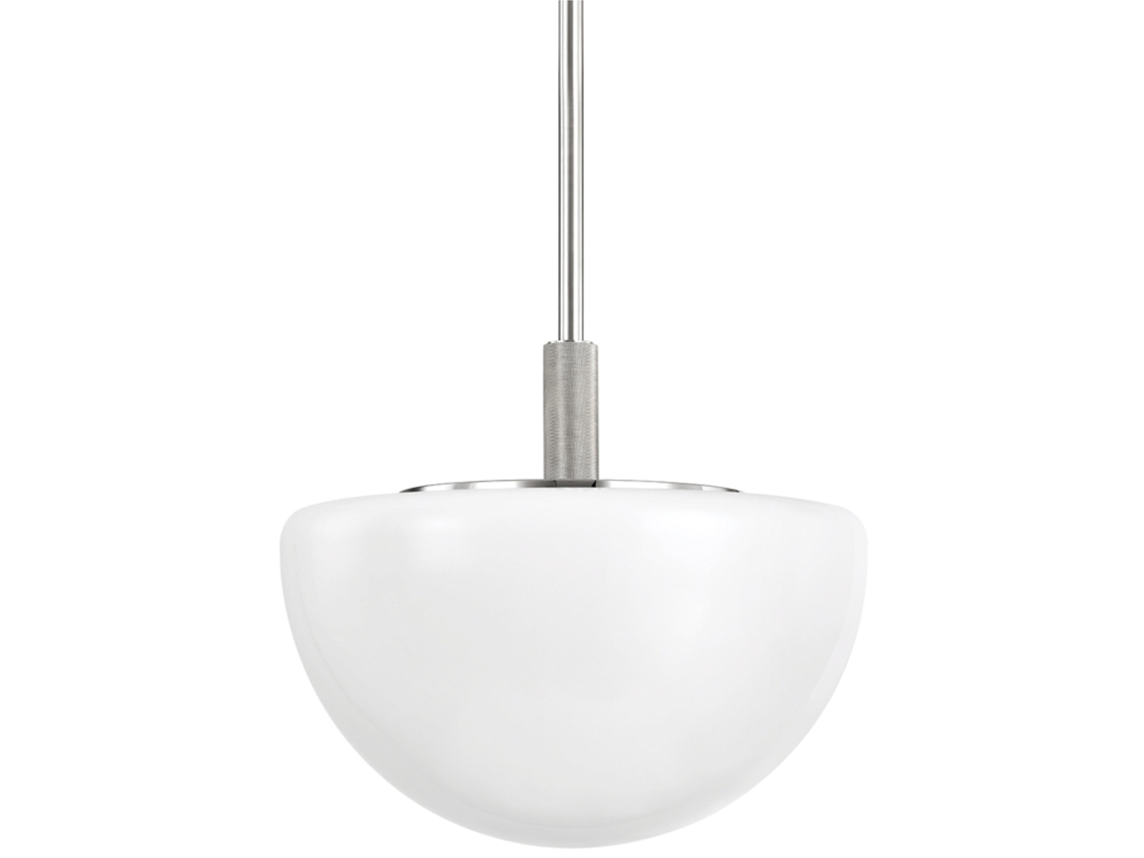 Hudson Valley Lethbridge 1-Light Polished Nickel White Glass Bowl Pendant