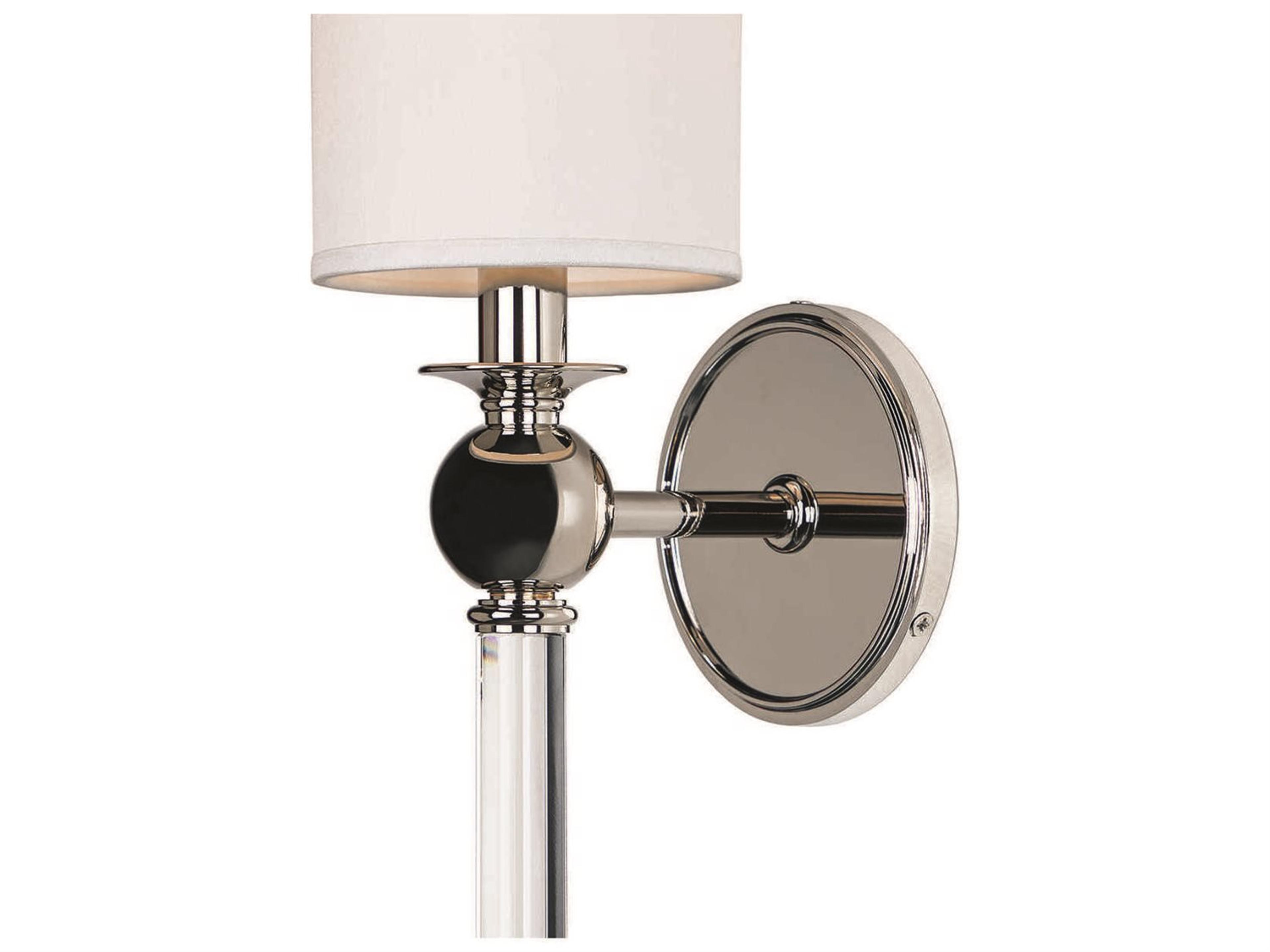 Hudson Valley Gordon 1-Light Polished Nickel White Crystal Wall Sconce