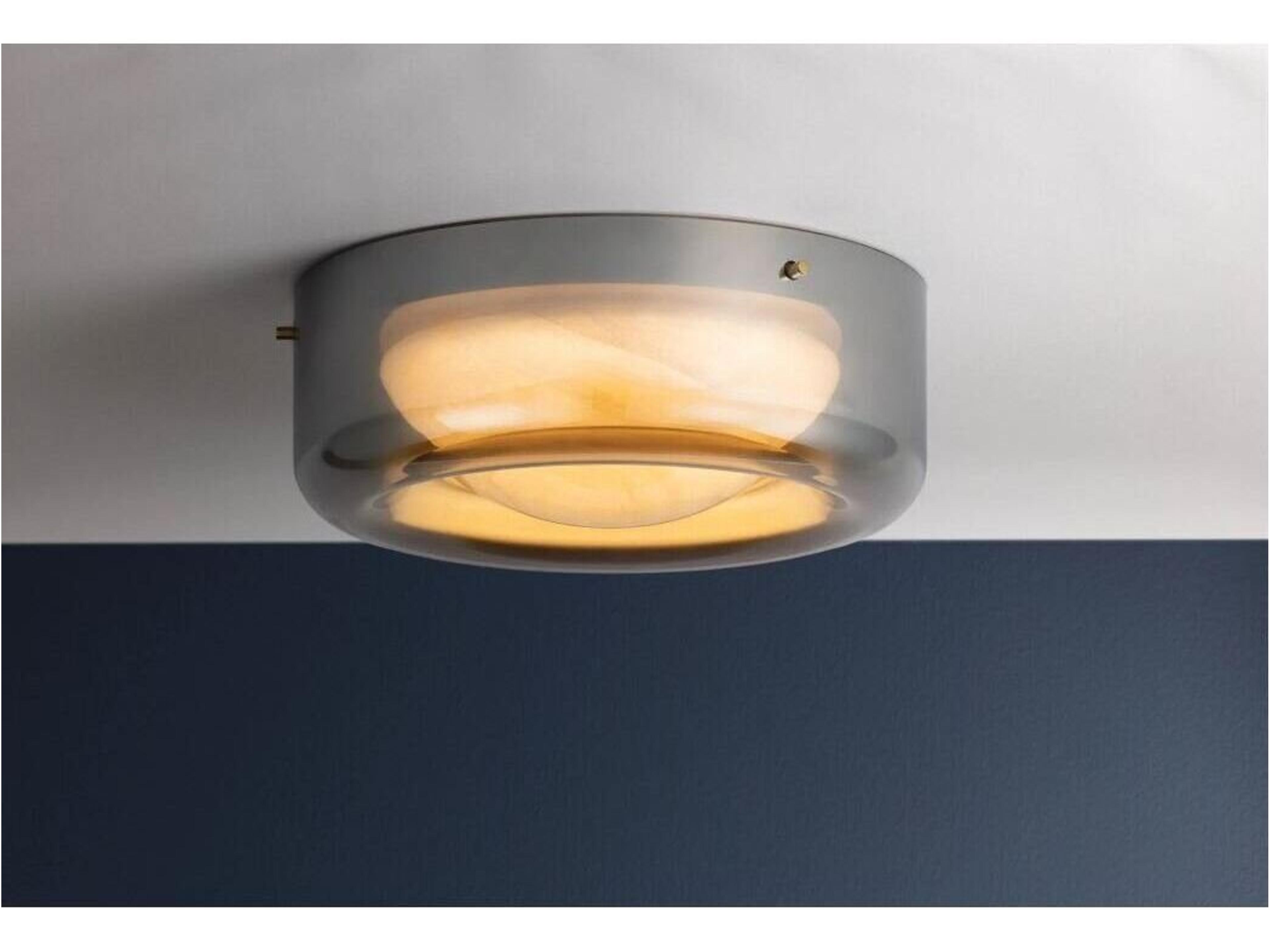 Hudson Valley Eldred 1-Light Aged Brass Black Round Flush Mount