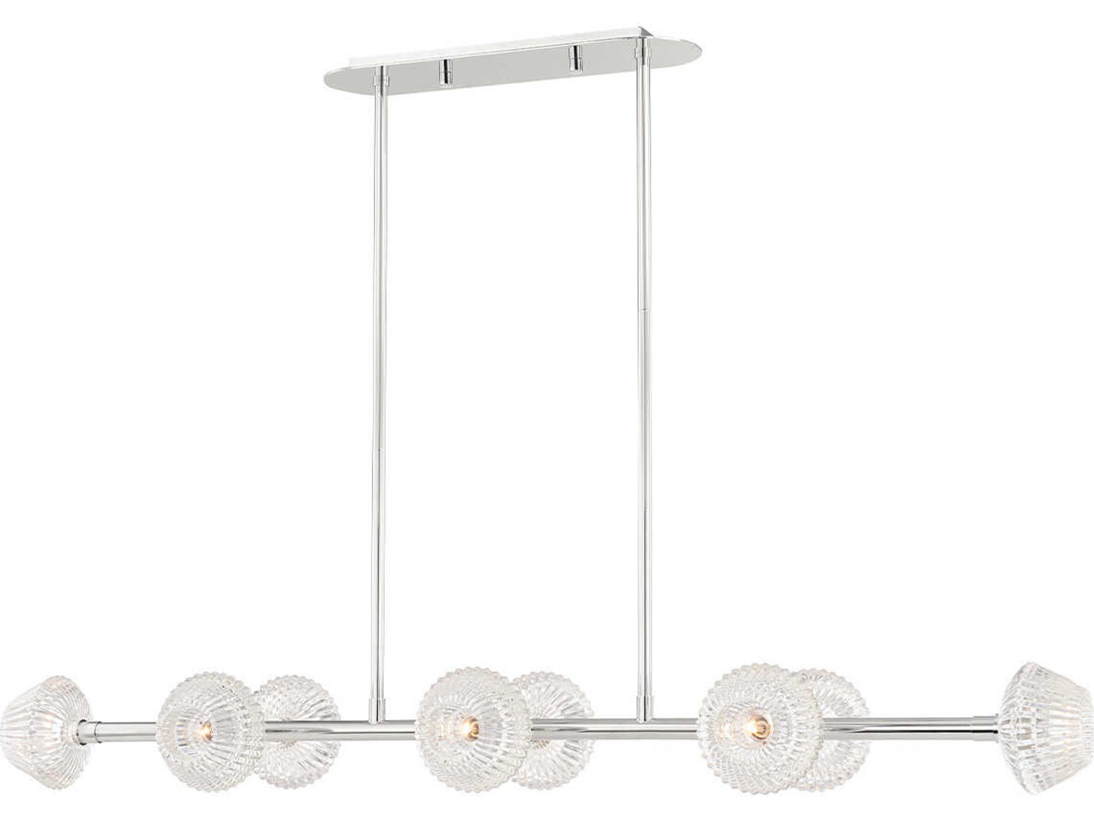 Barclay 8-Light Polished Nickel Glass Linear Island Pendant