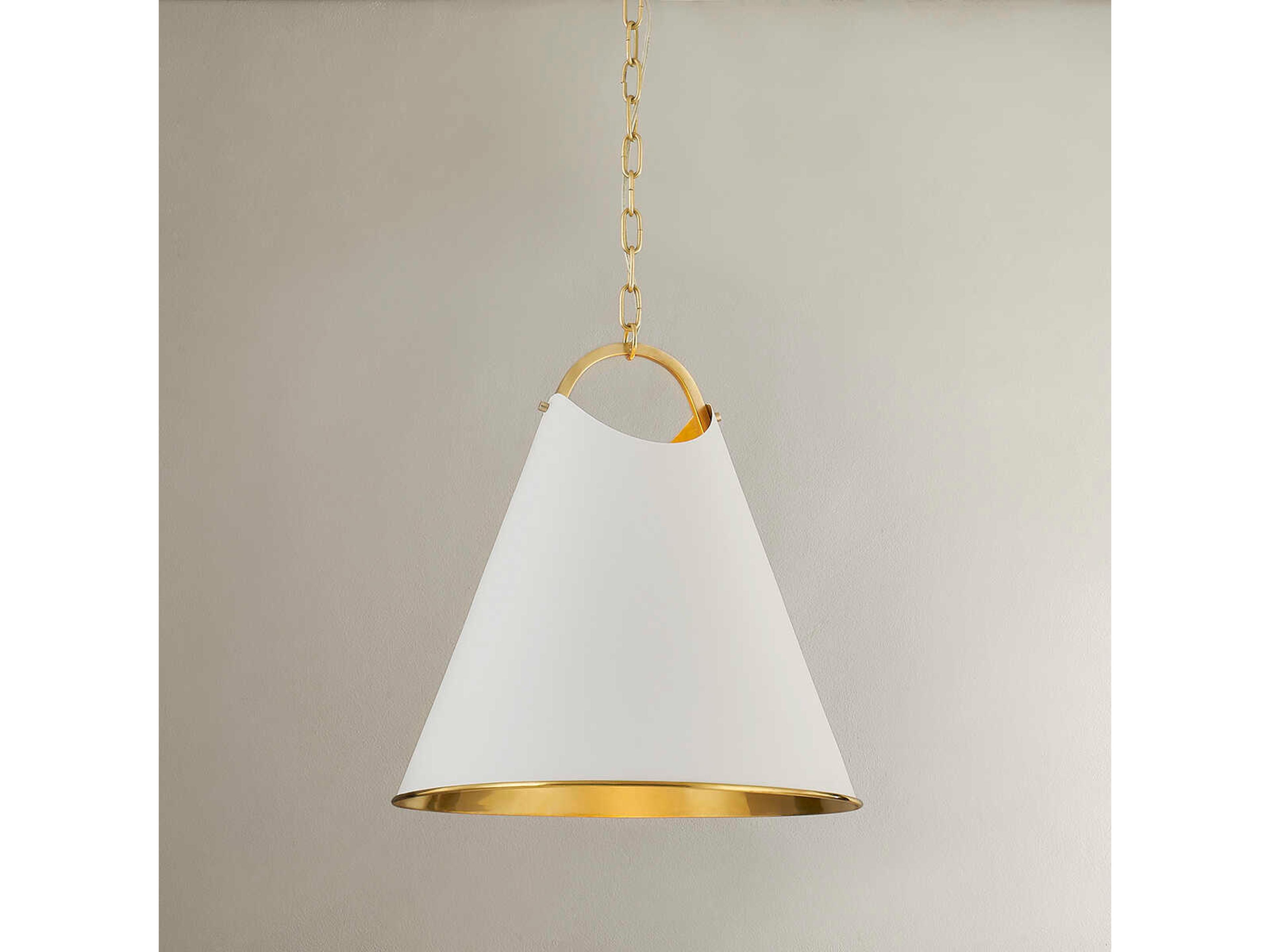 Hudson Valley Burnbay 1-Light Aged Brass White Bell Pendant