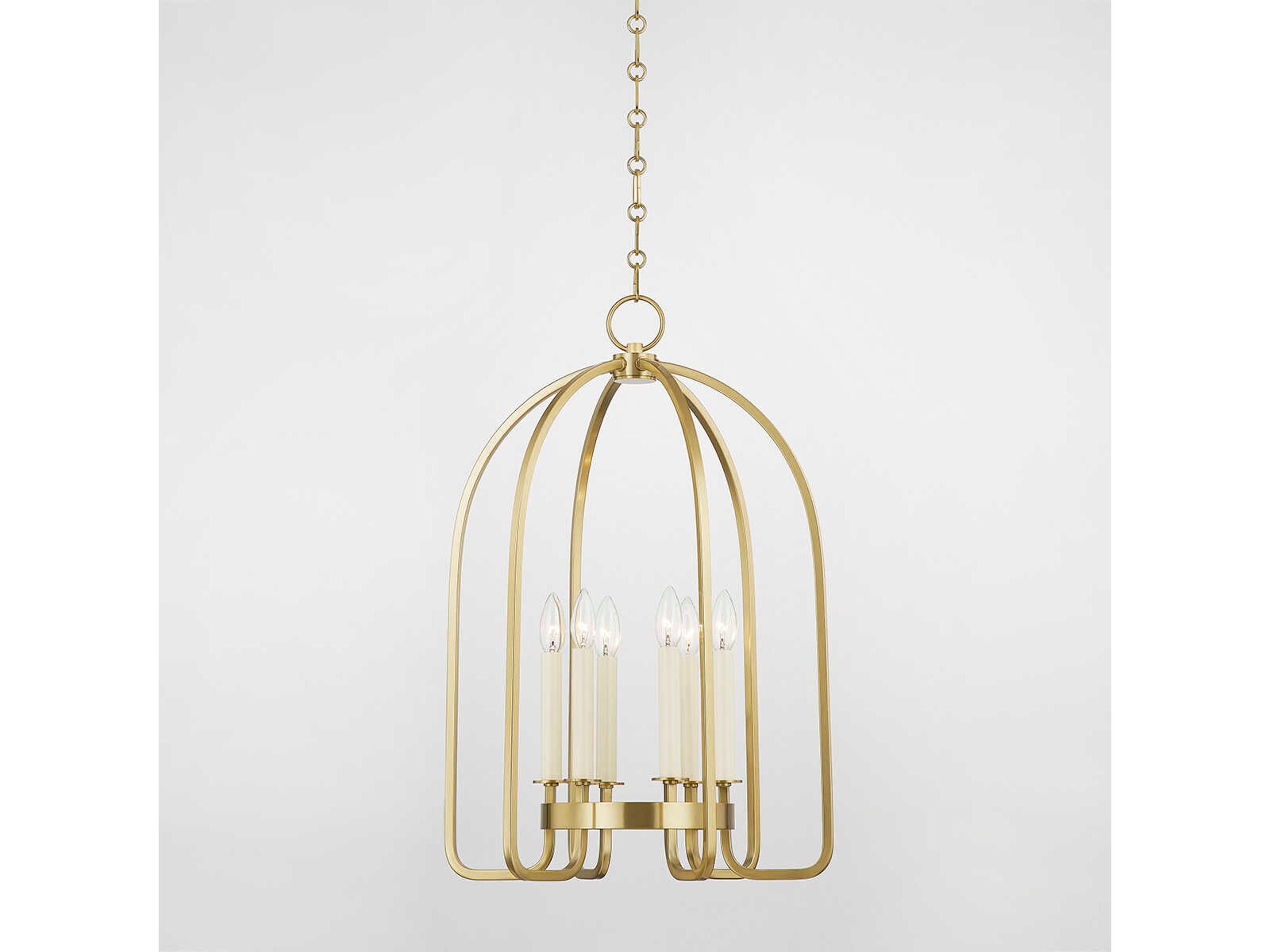 Hudson Valley Oakville 6-Light Aged Brass Lantern Pendant